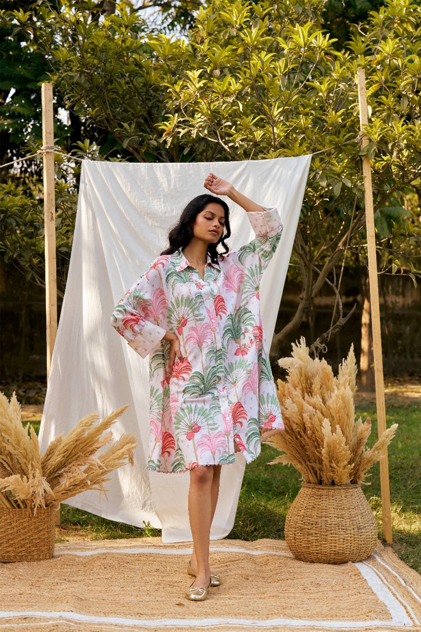 Palm Solstice Shirt Dress