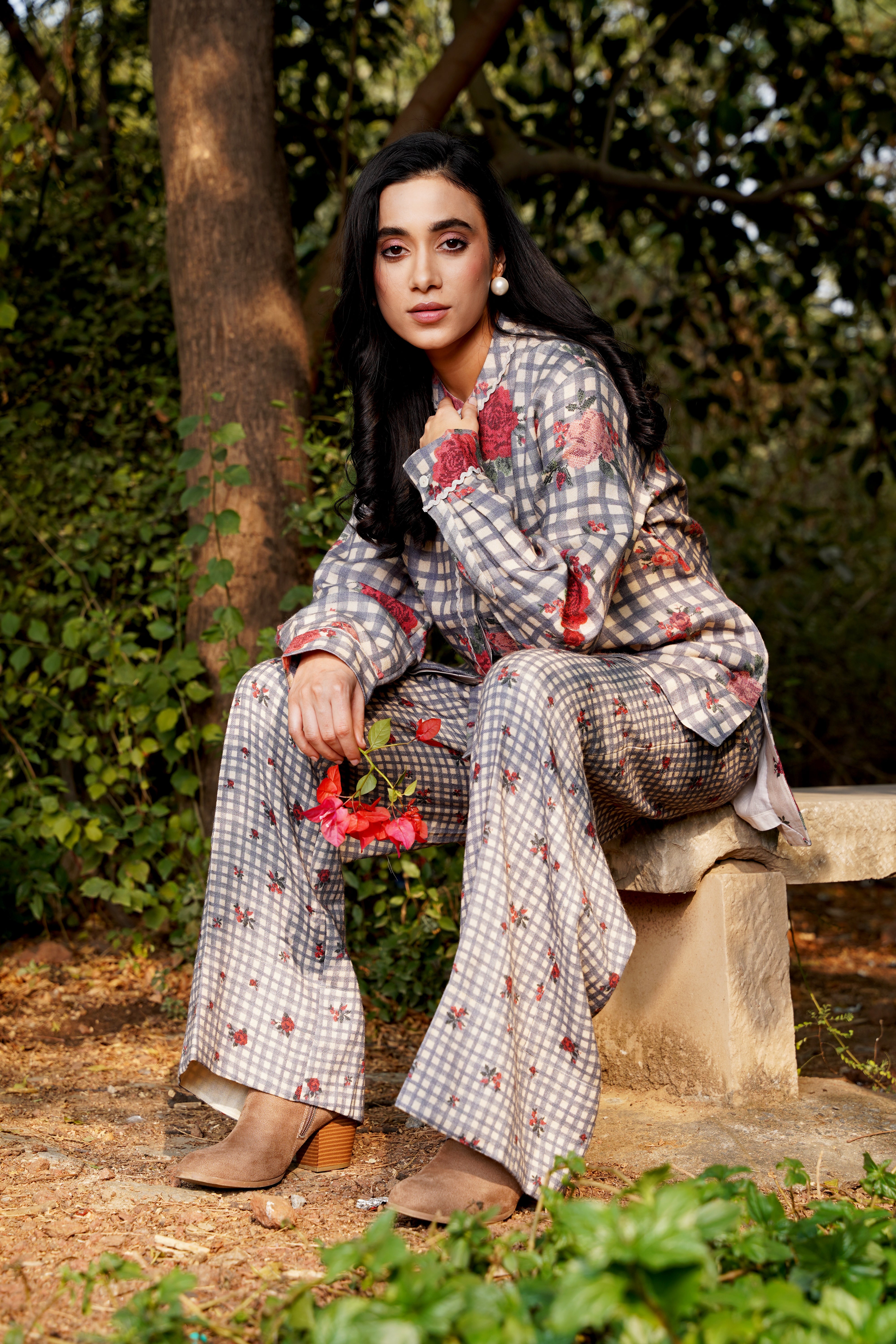 Plaid Blossom Co-ord set