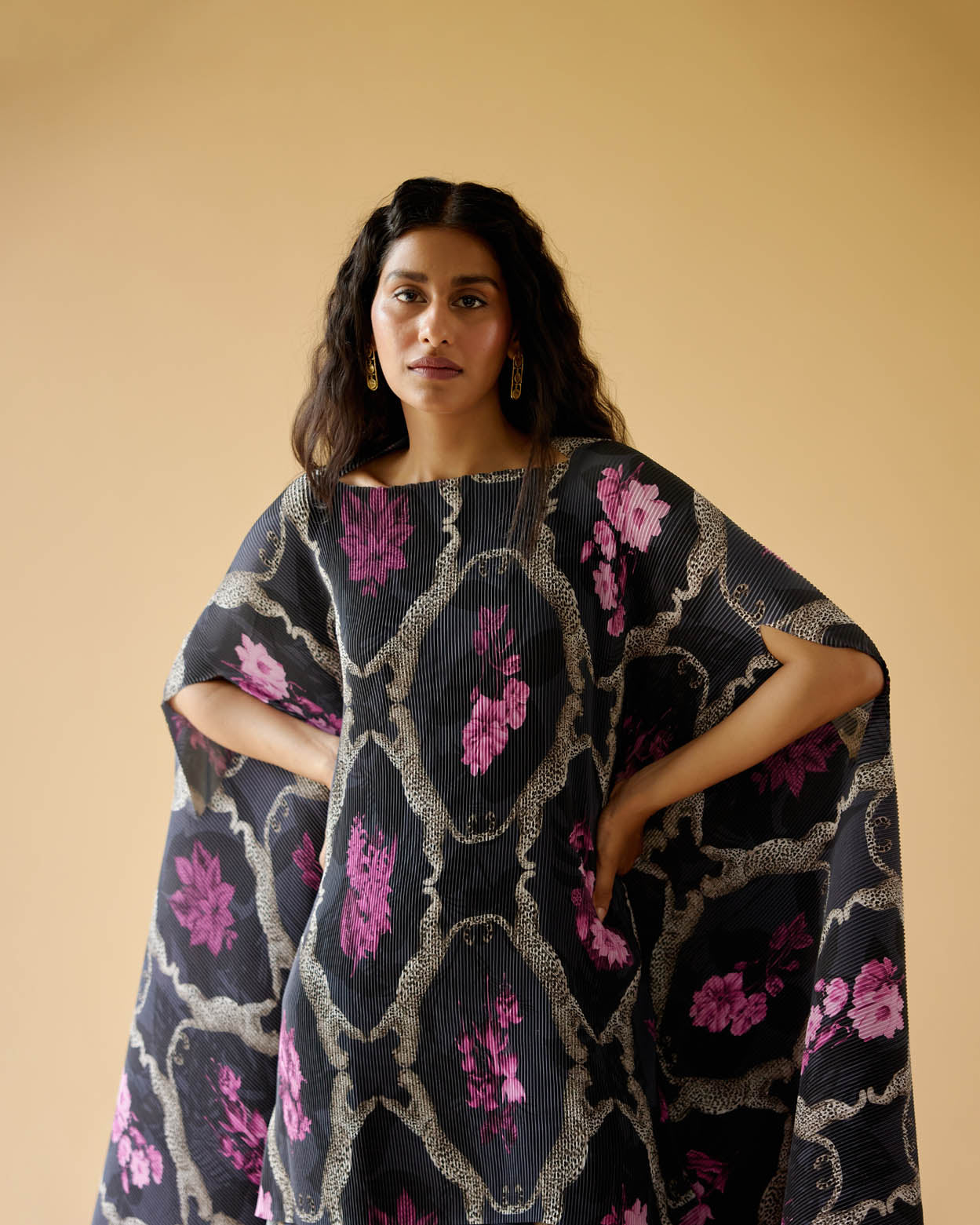 Midnight Dahlia Pleated Cape