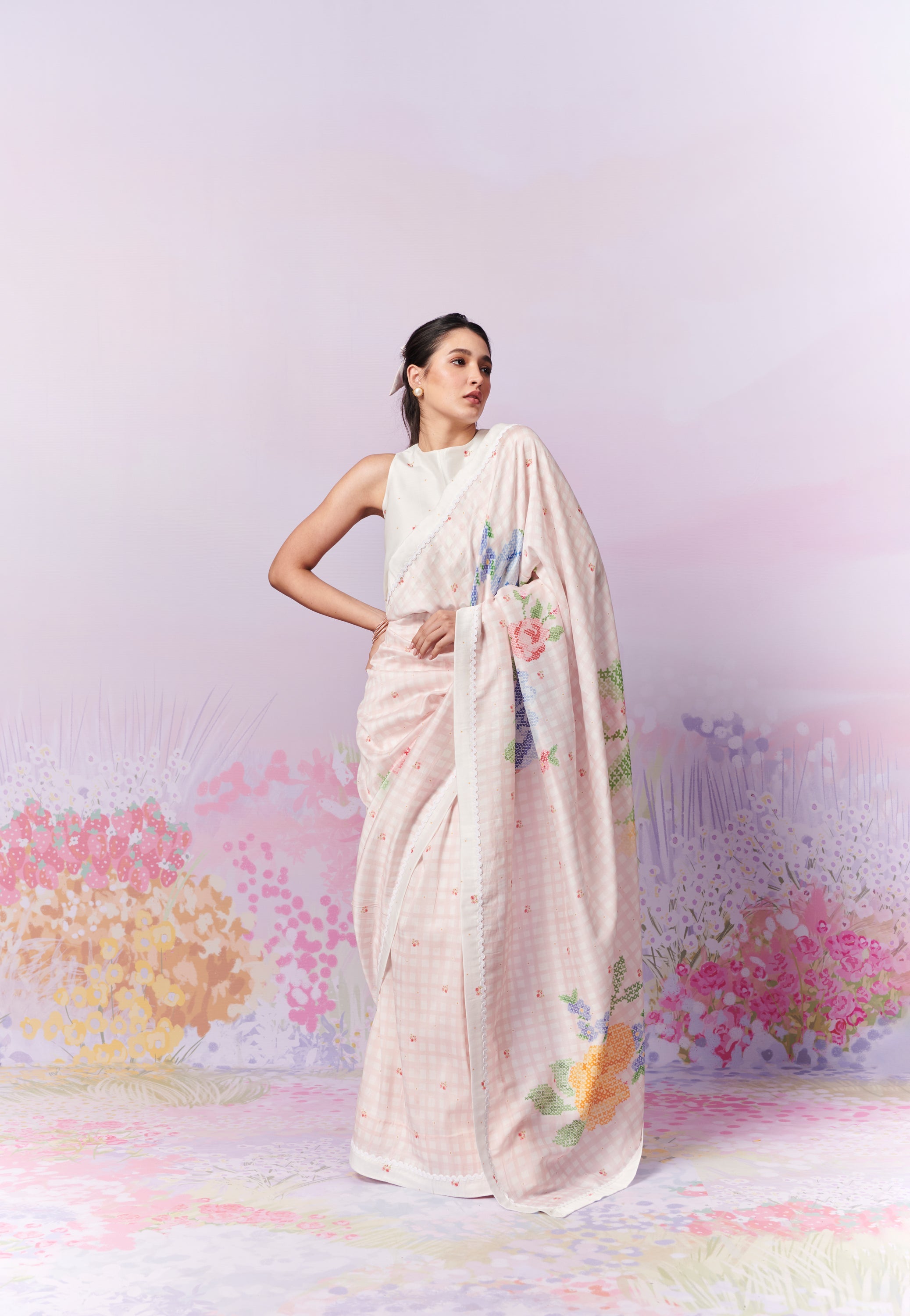 Blush Blossom Saree