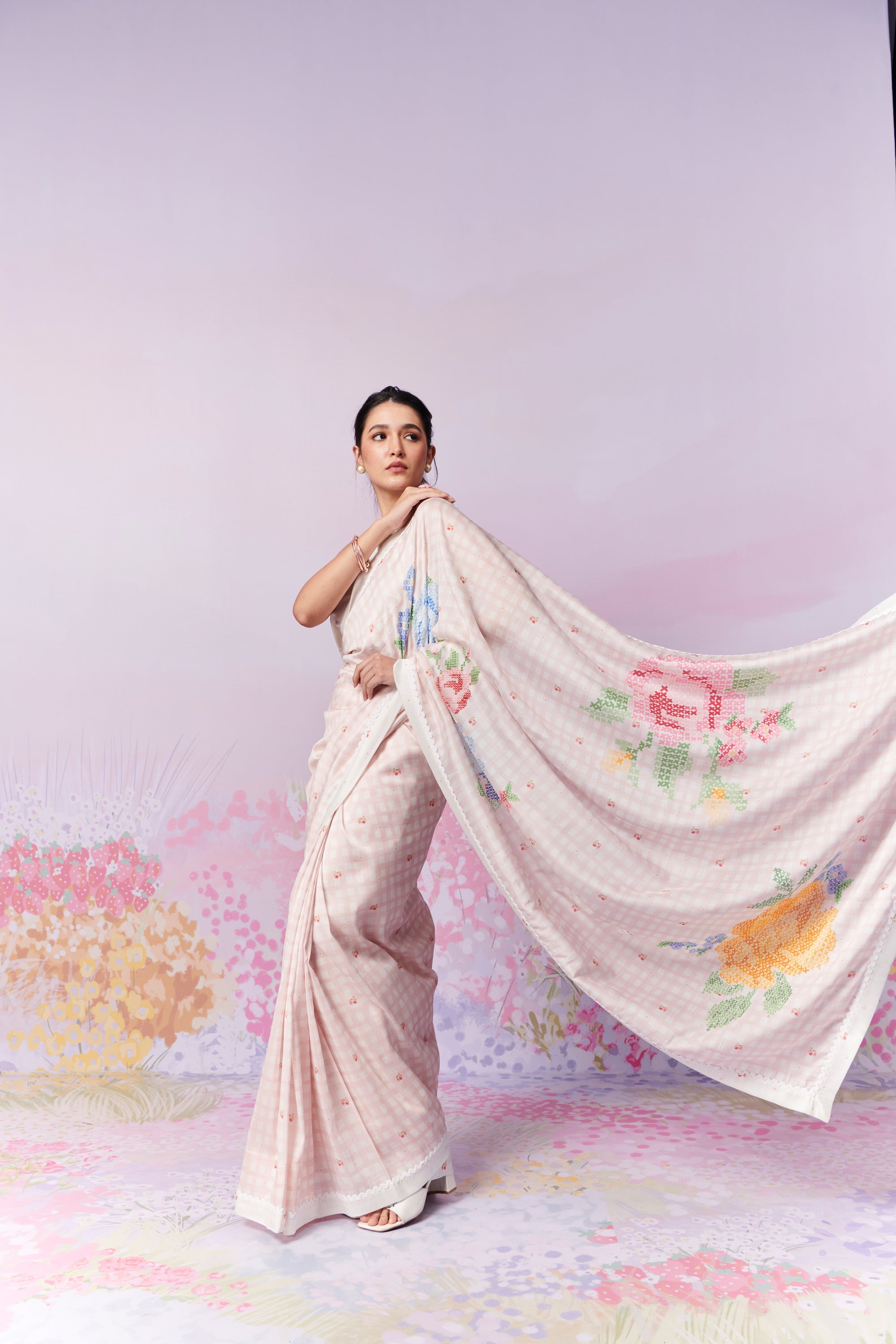 Blush Blossom Saree