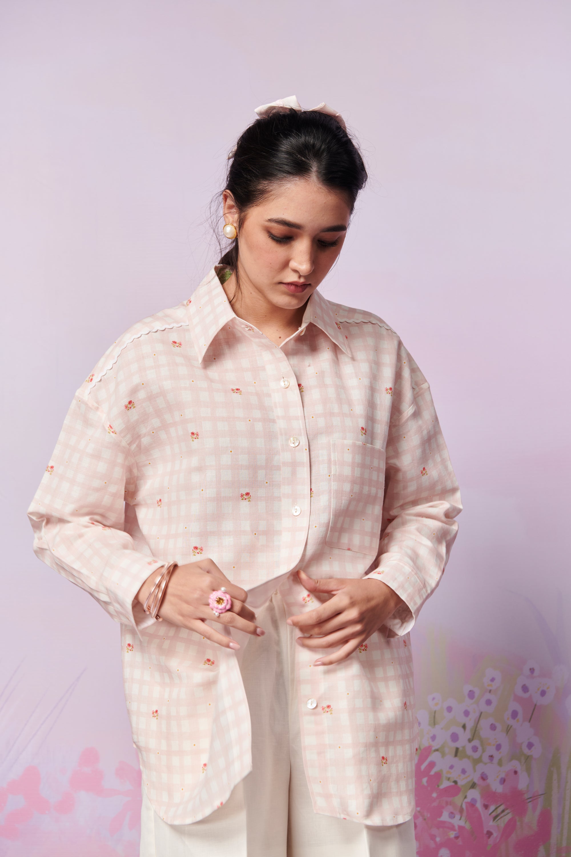 Blush Blossom Shirt and Trousers Co-ord set