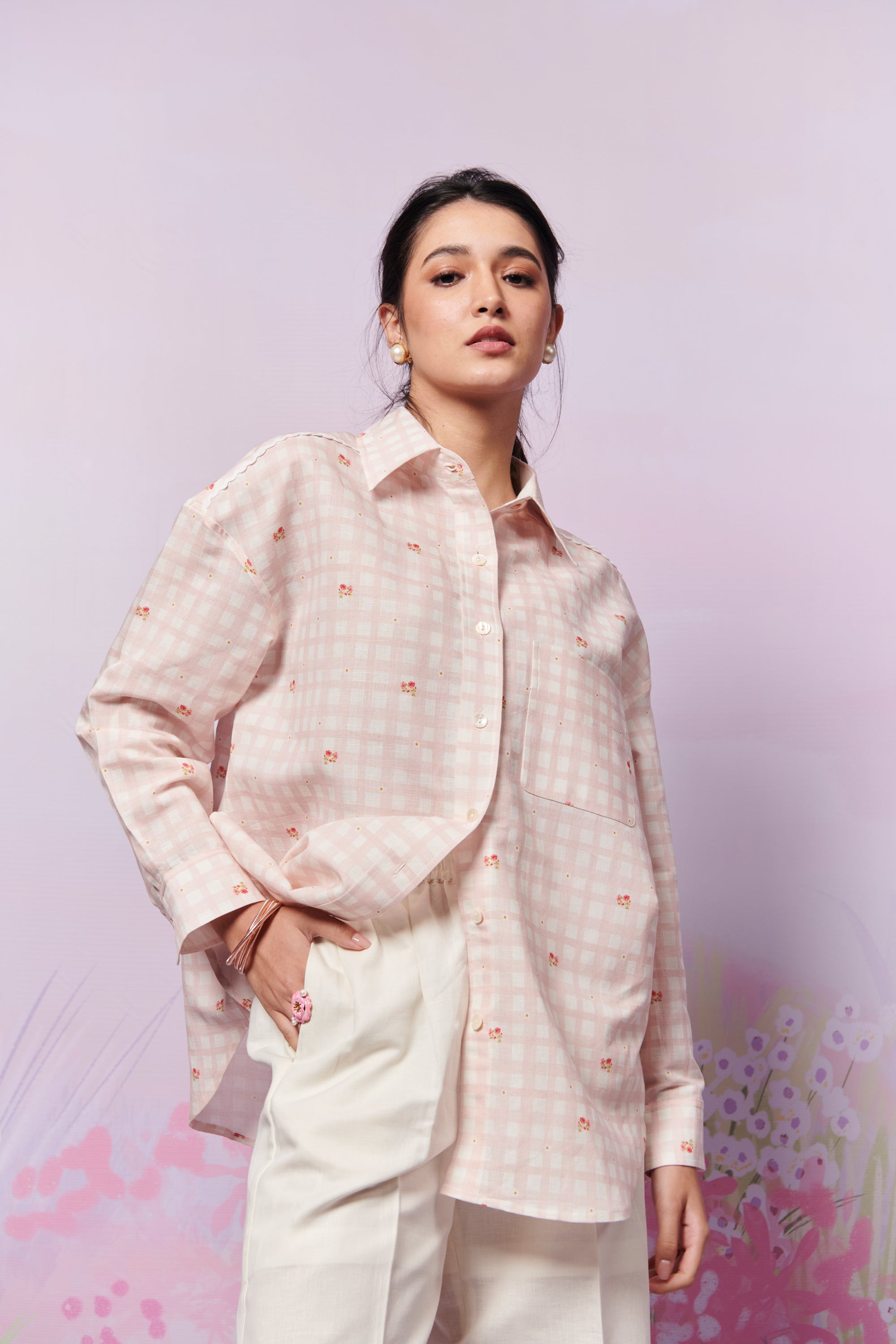 Blush Blossom Shirt and Trousers Co-ord set