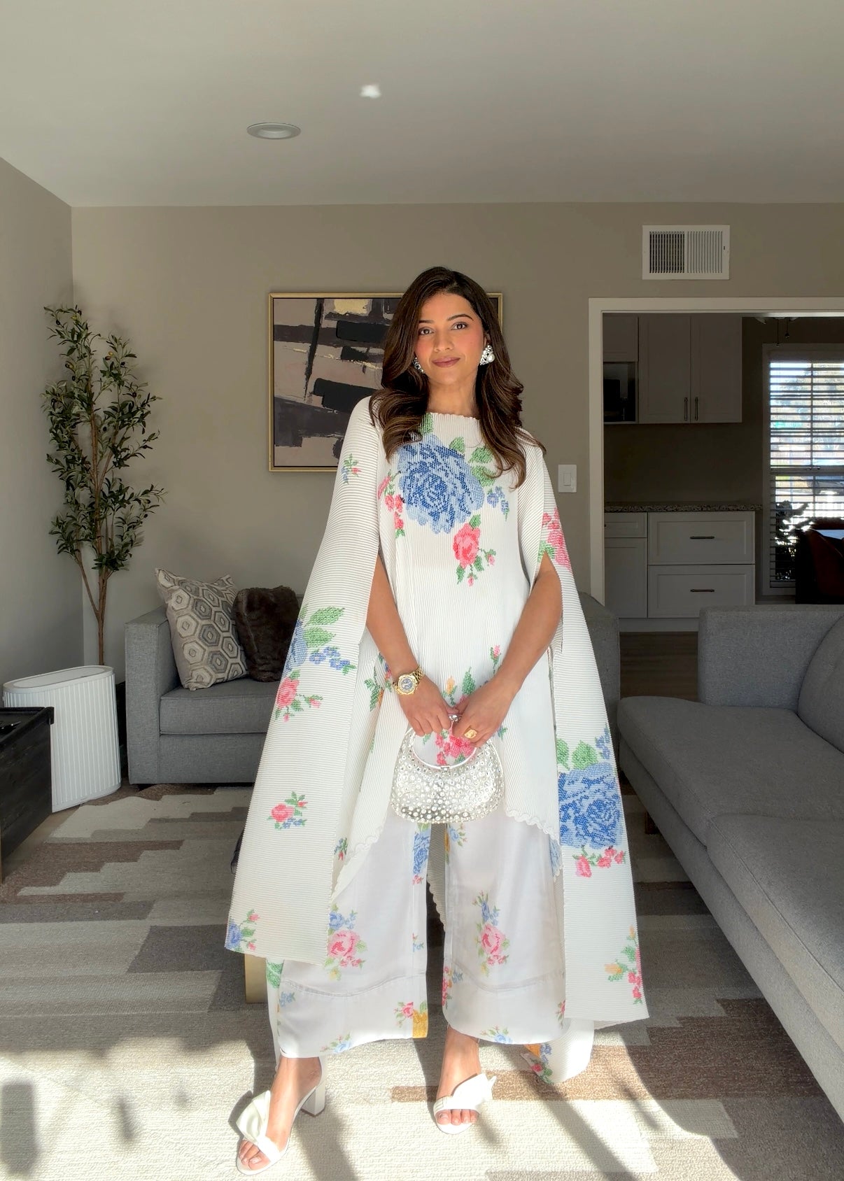 Summmer Rose Cape and Trousers co-ord set