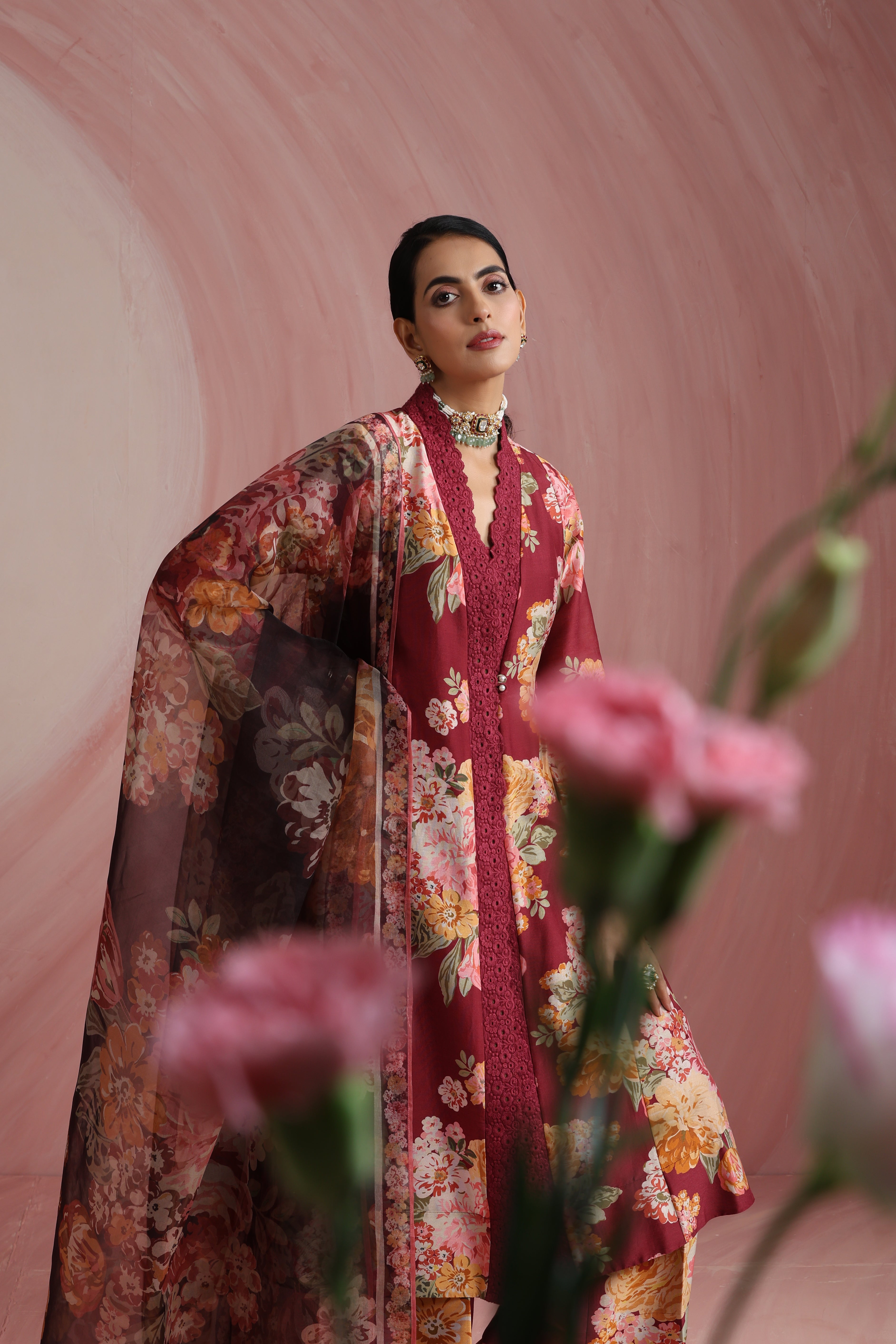 The Maharani Bagh Side Gathered Kurta Set