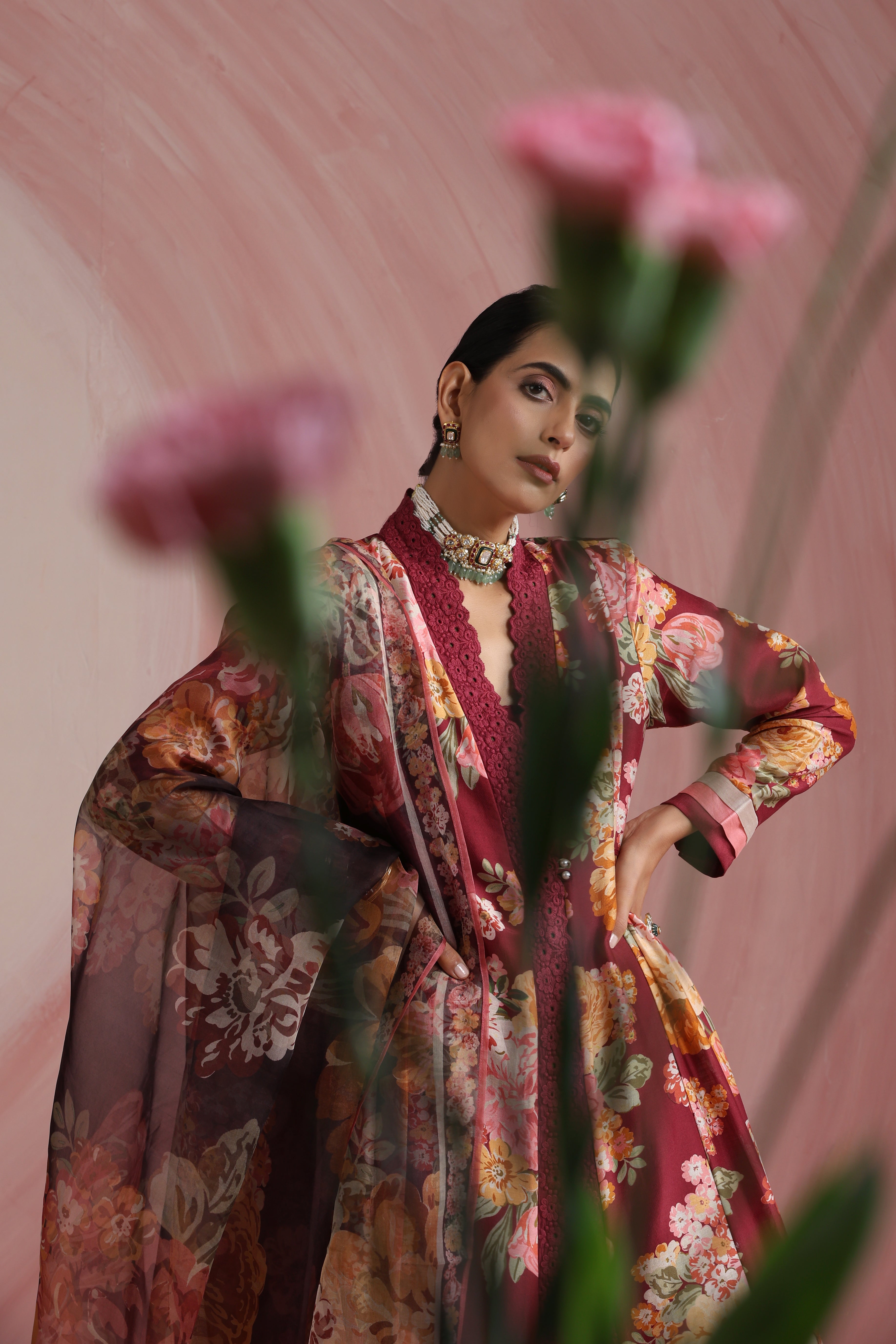 The Maharani Bagh Side Gathered Kurta Set