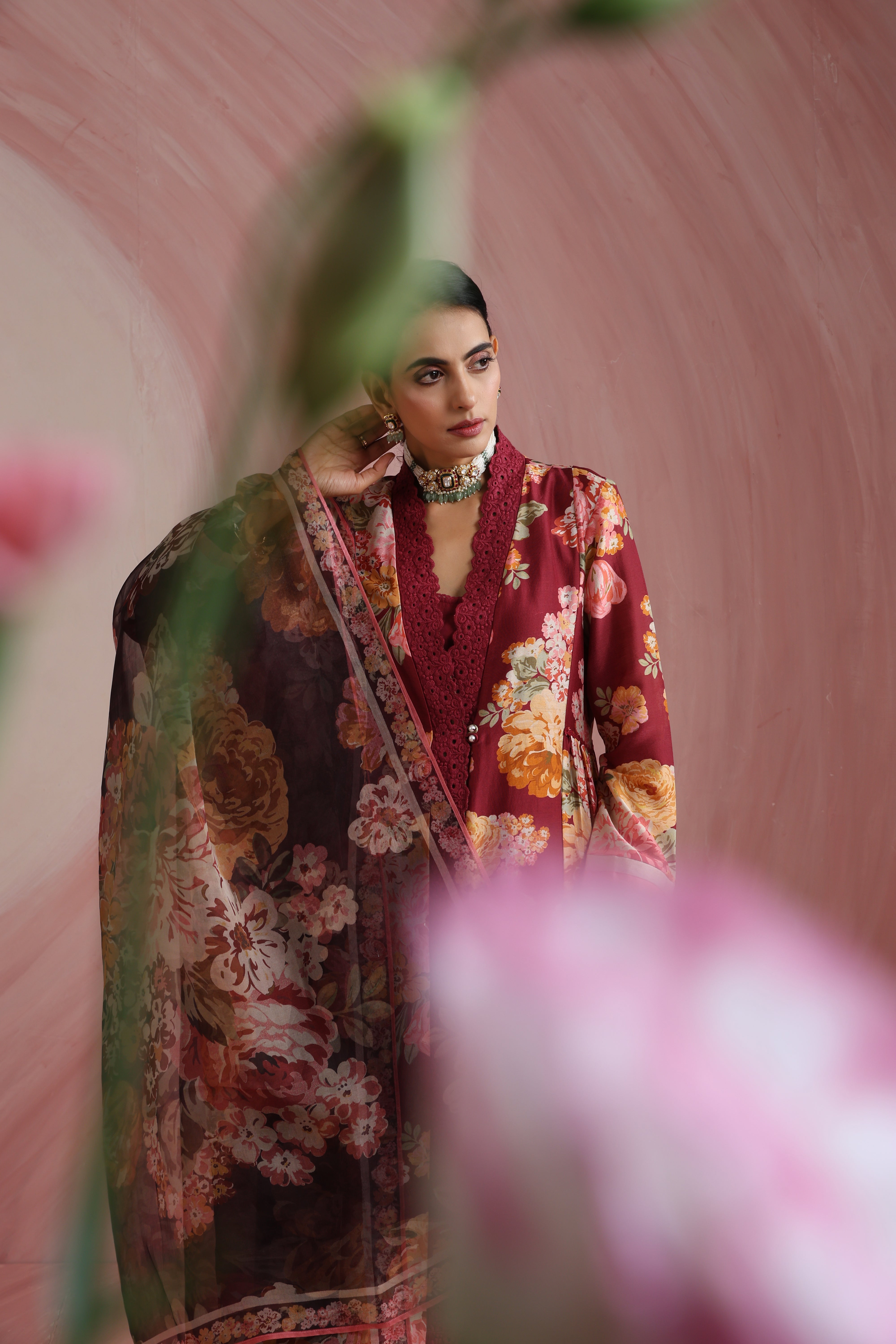 The Maharani Bagh Side Gathered Kurta Set