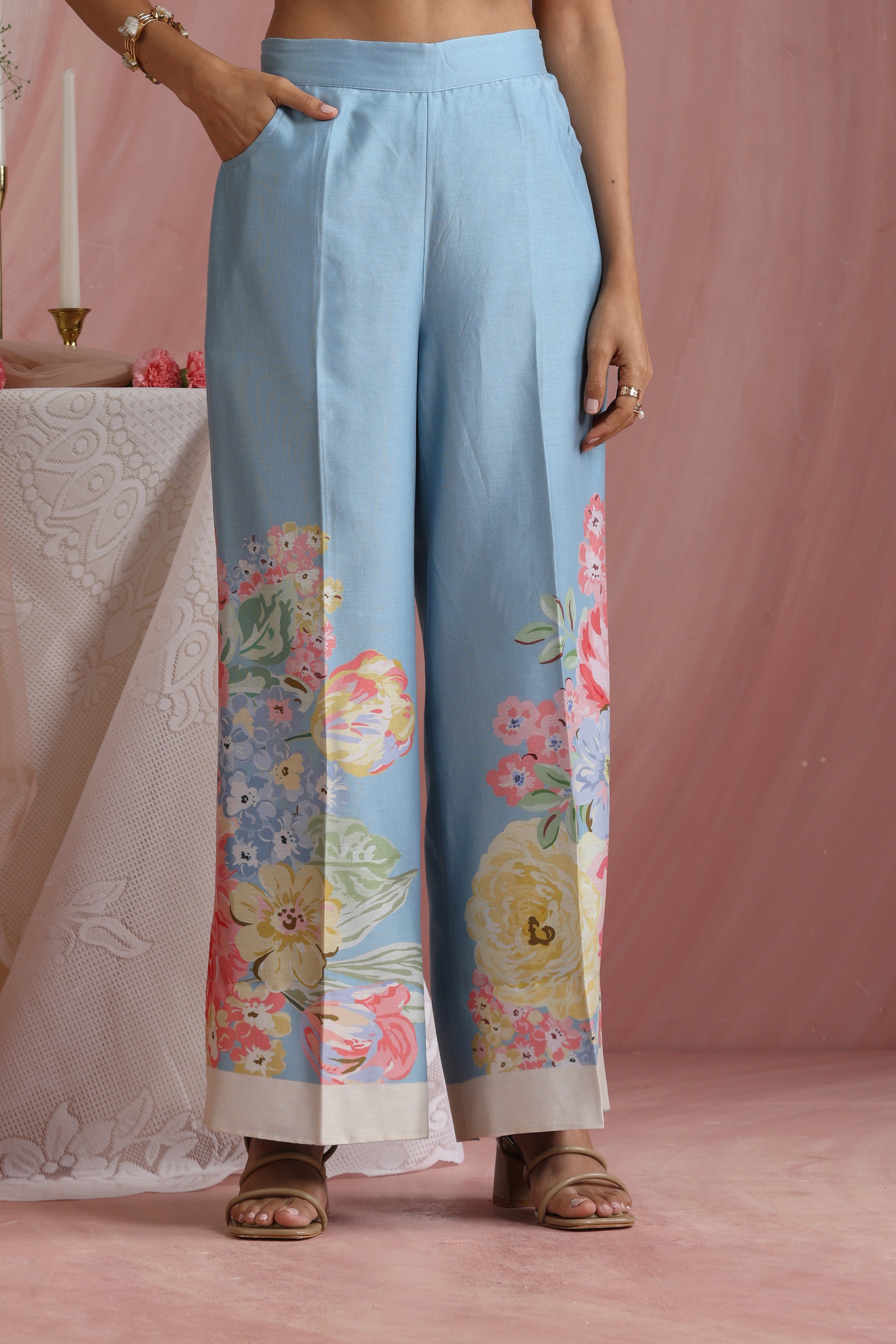 Powder Light Blossoms Kurta Set