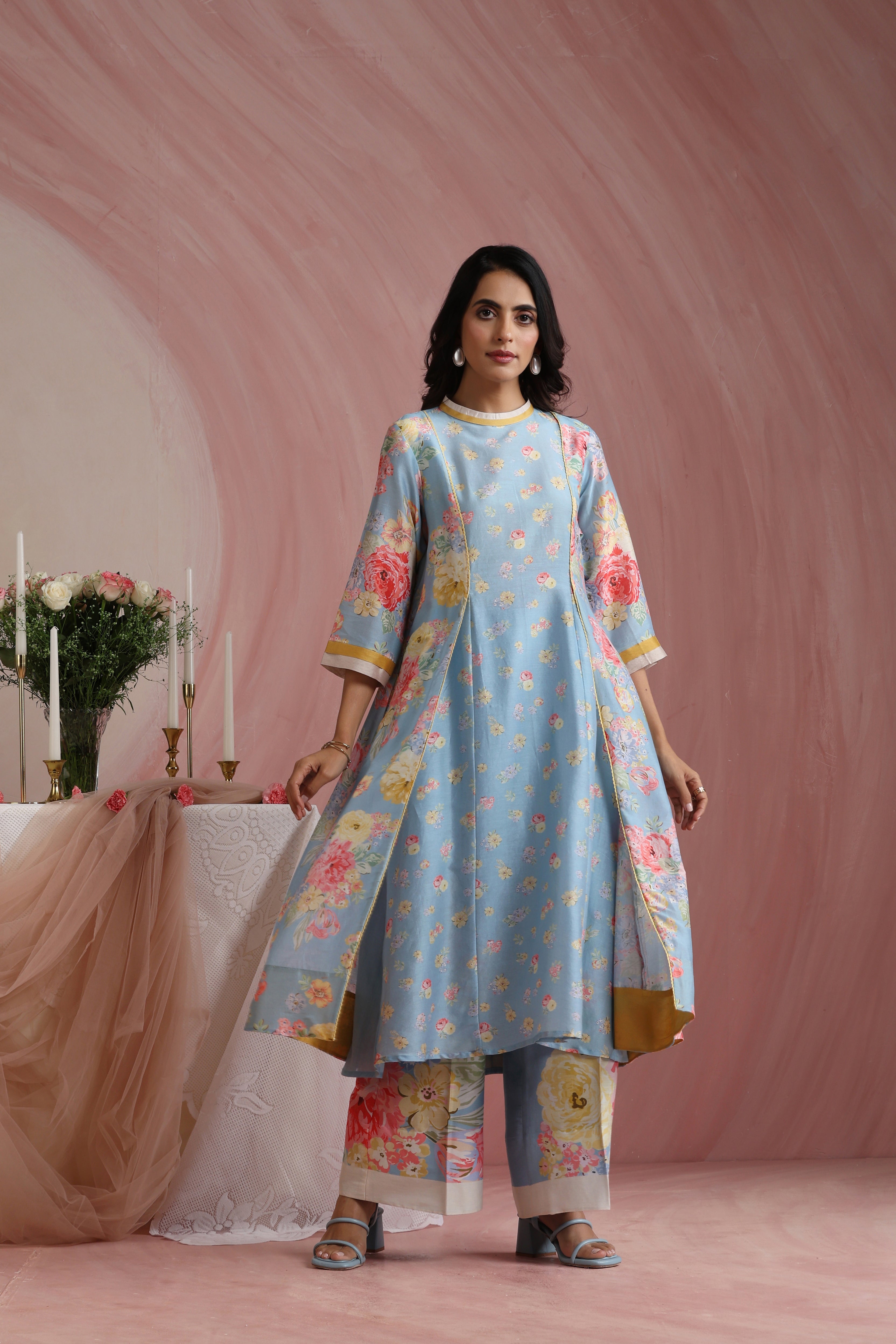 Powder Light Blossoms Kurta Set