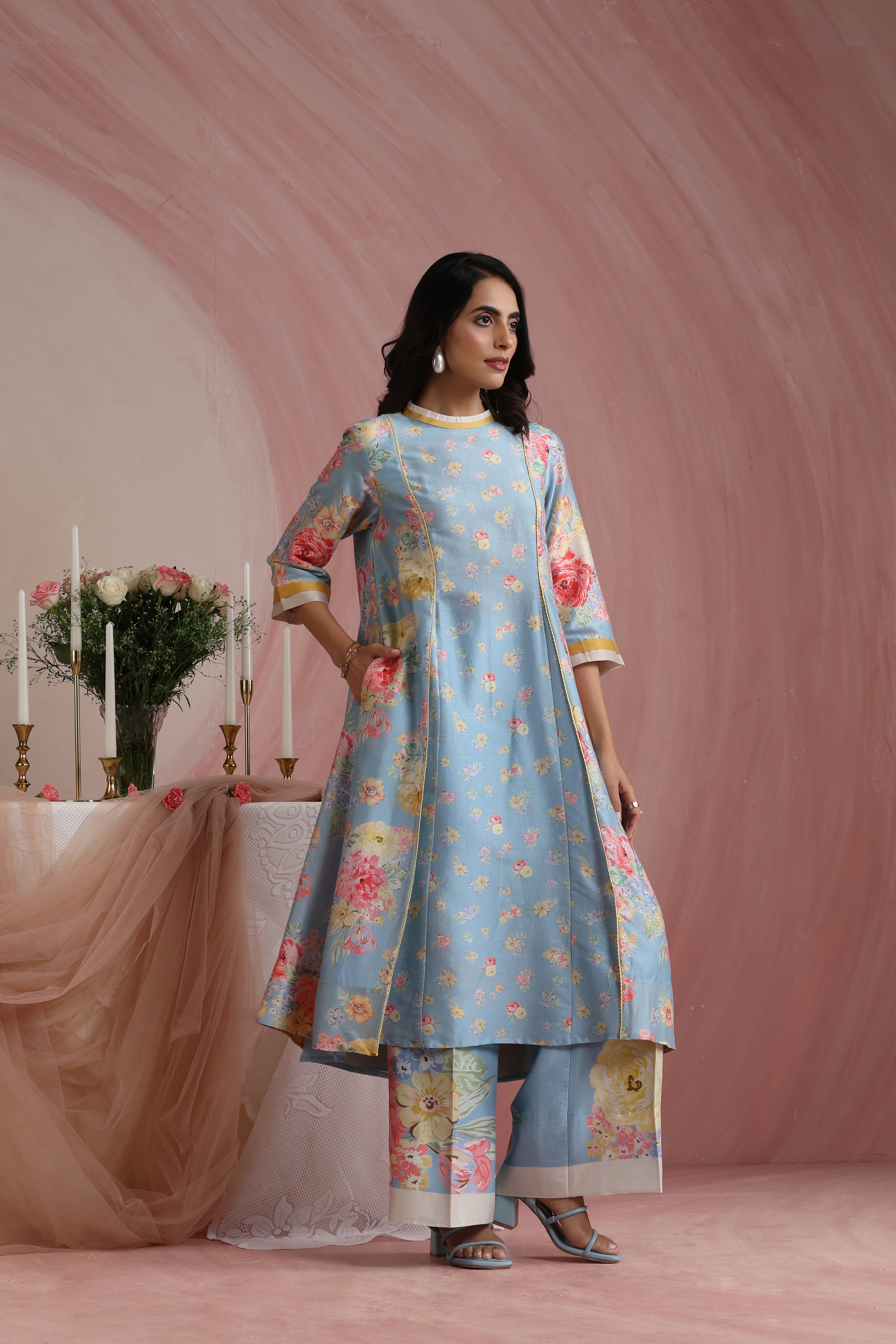 Powder Light Blossoms Kurta Set