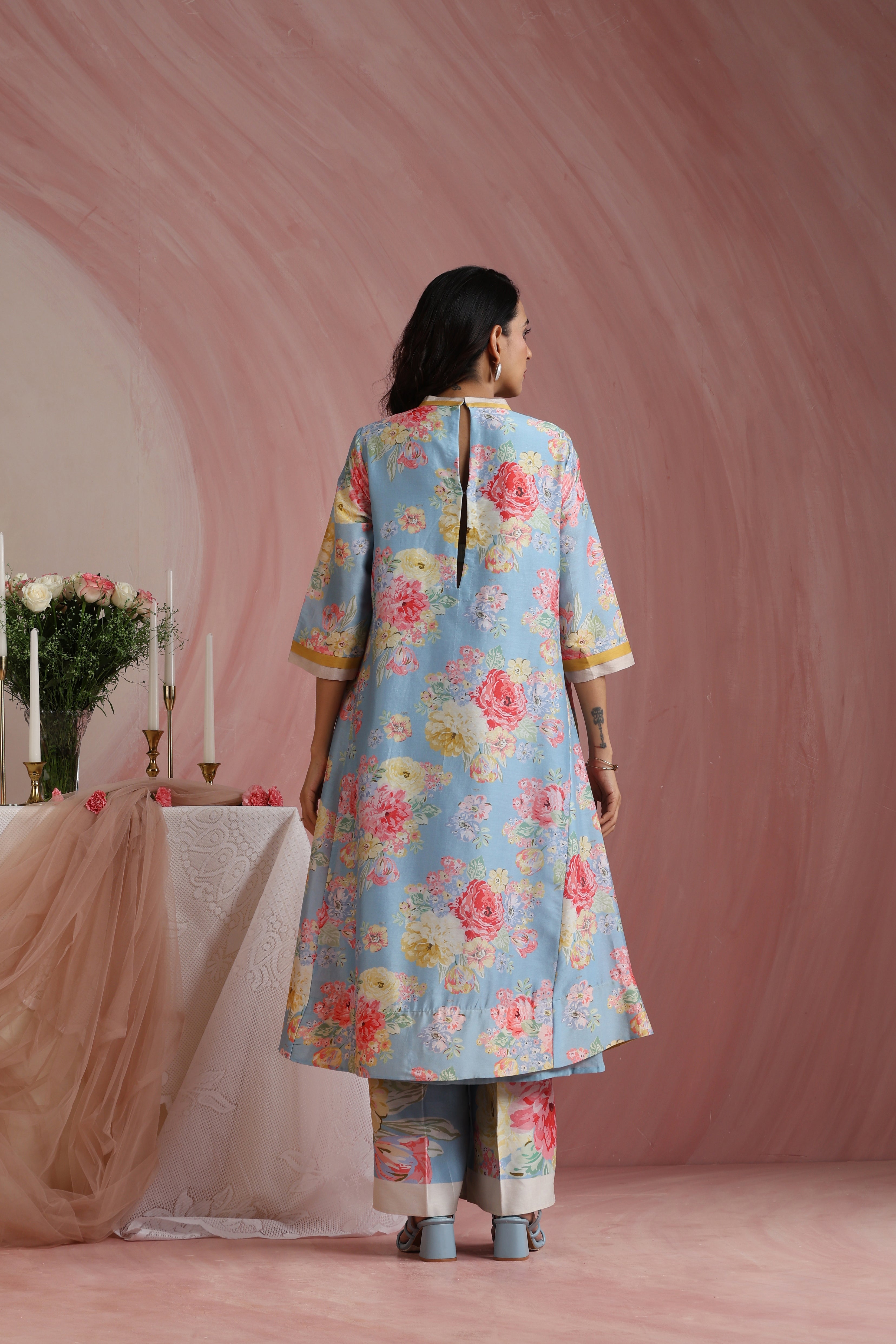 Powder Light Blossoms Kurta Set