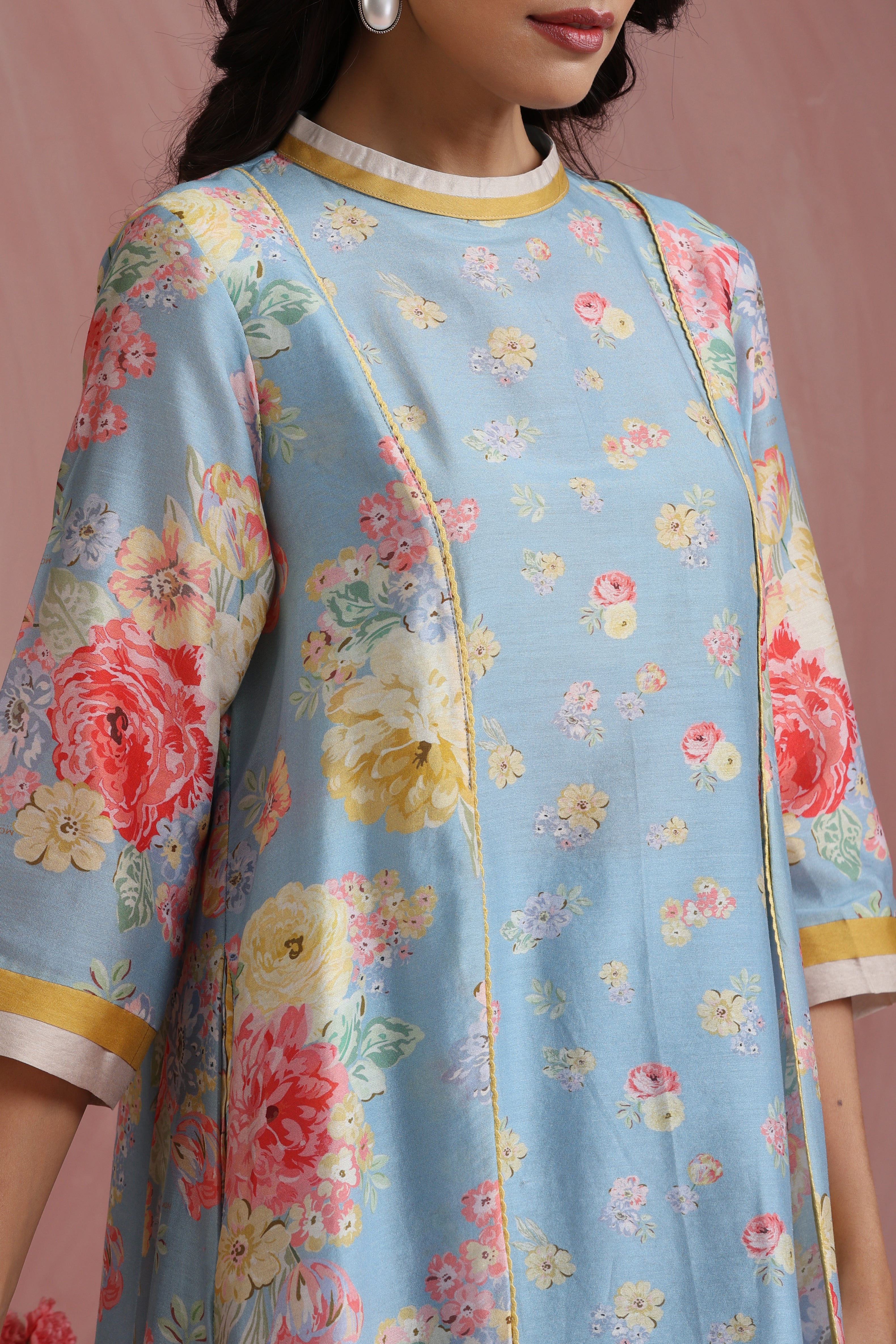 Powder Light Blossoms Kurta Set