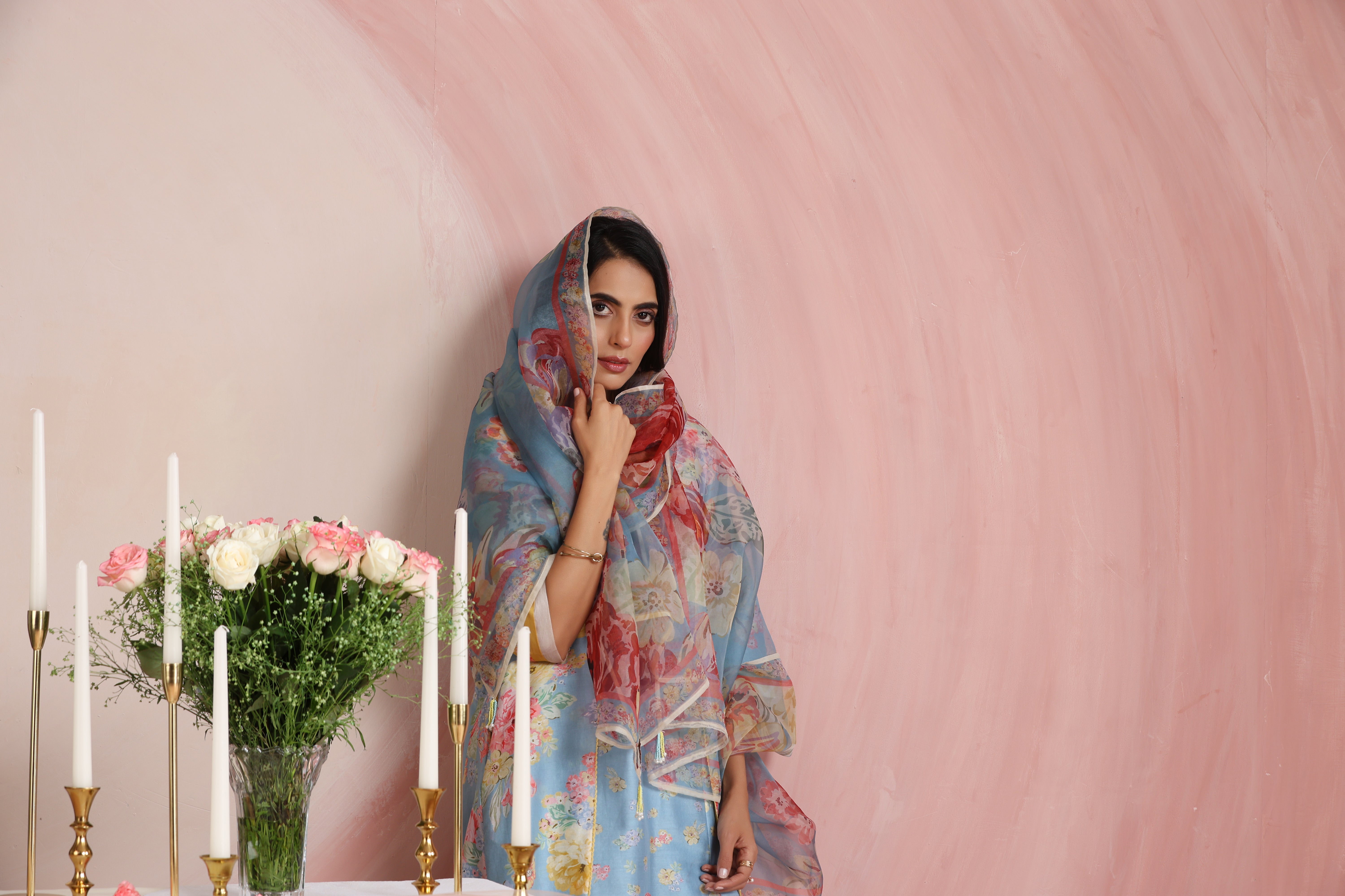 Powder Light Blossoms Kurta Set