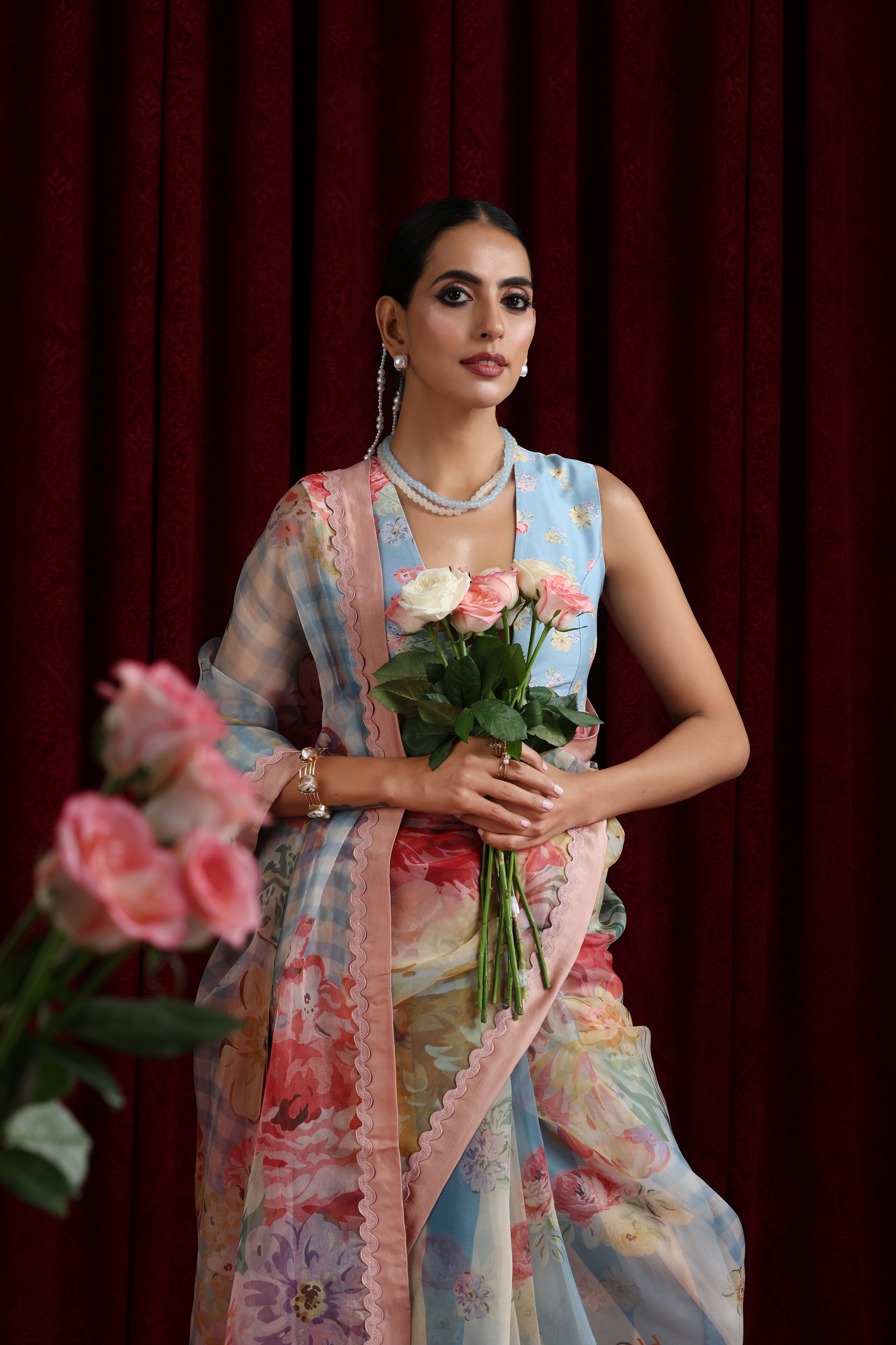 Rani Bloom Saree Set