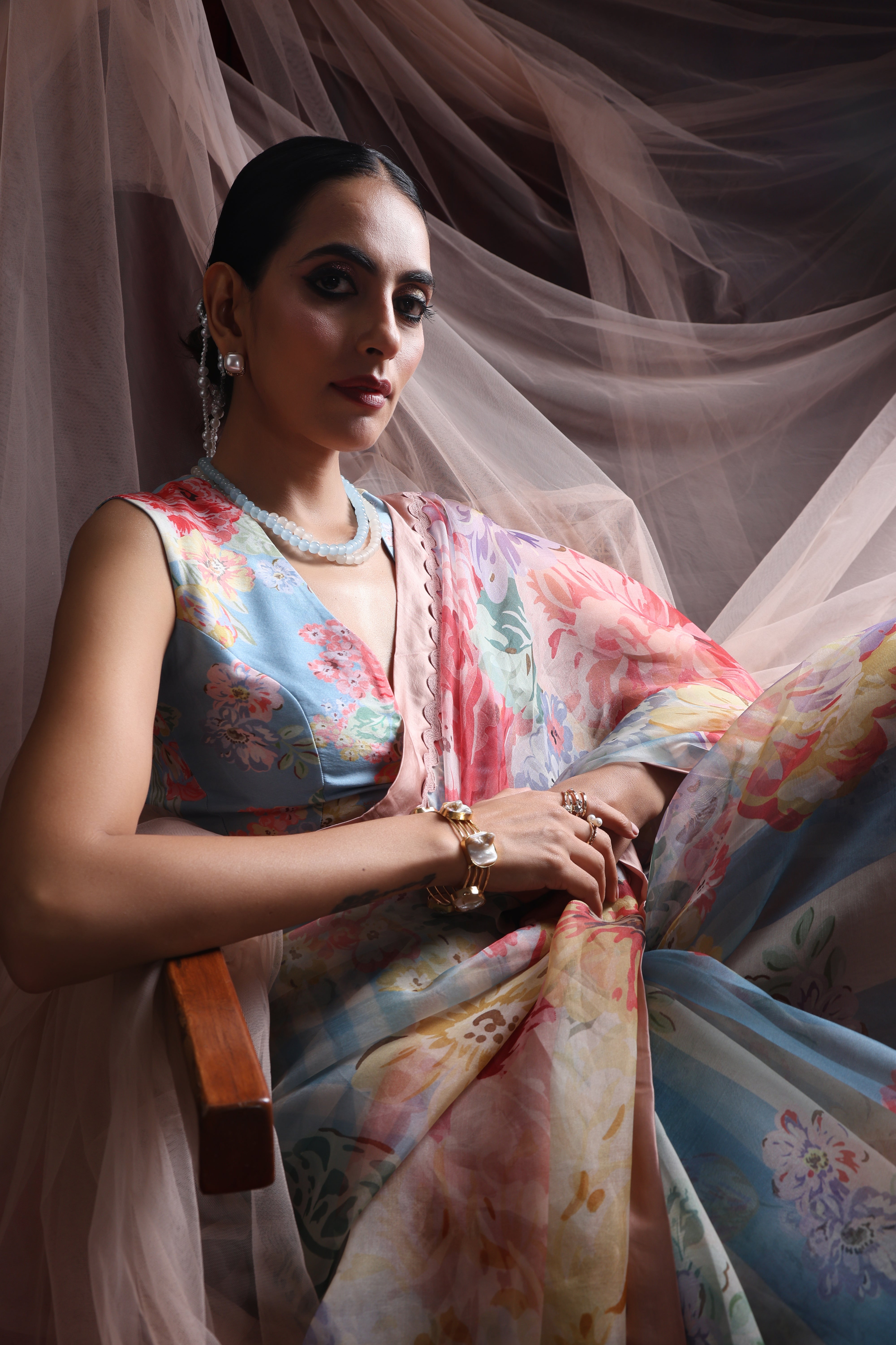 Rani Bloom Saree Set