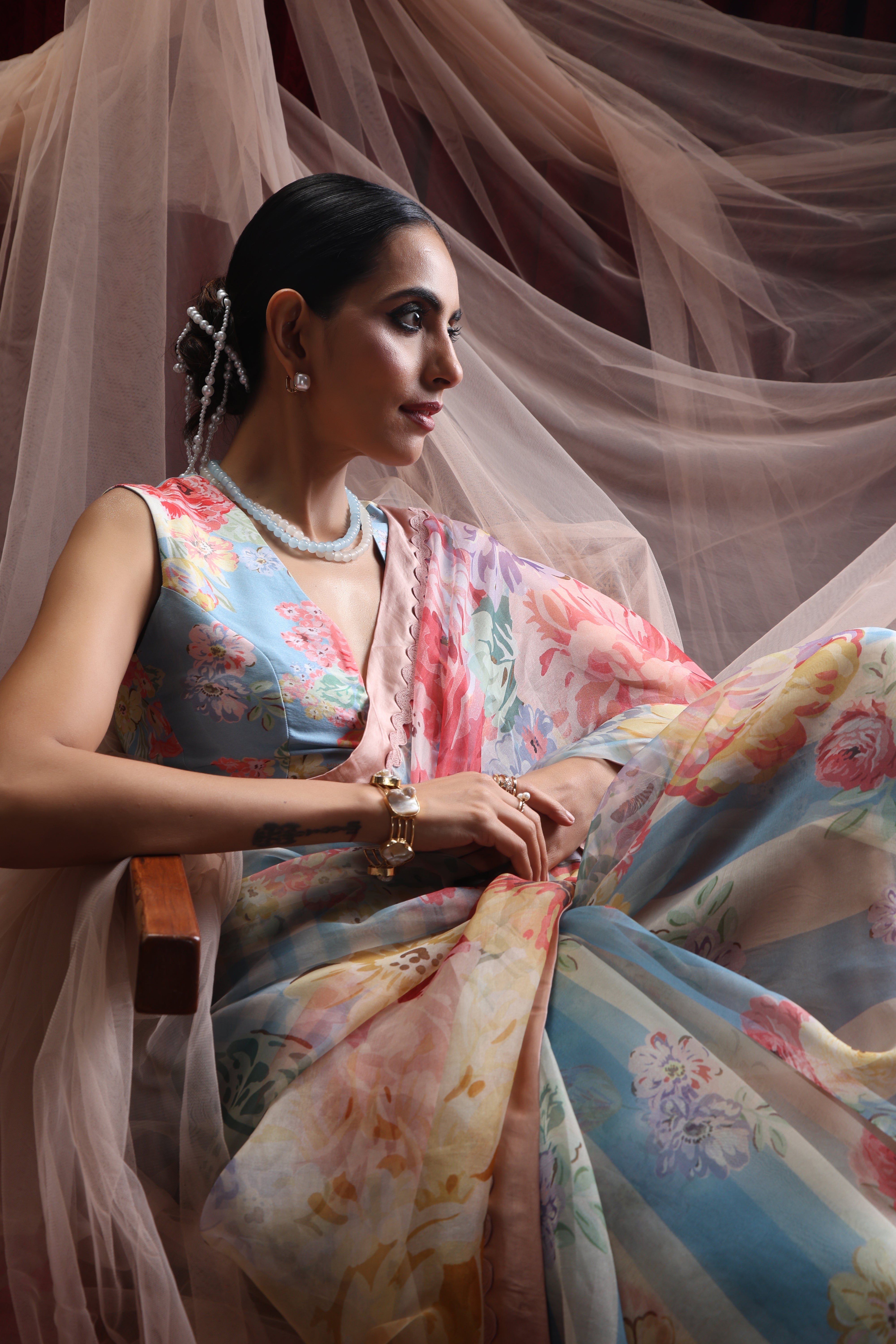 Rani Bloom Saree Set