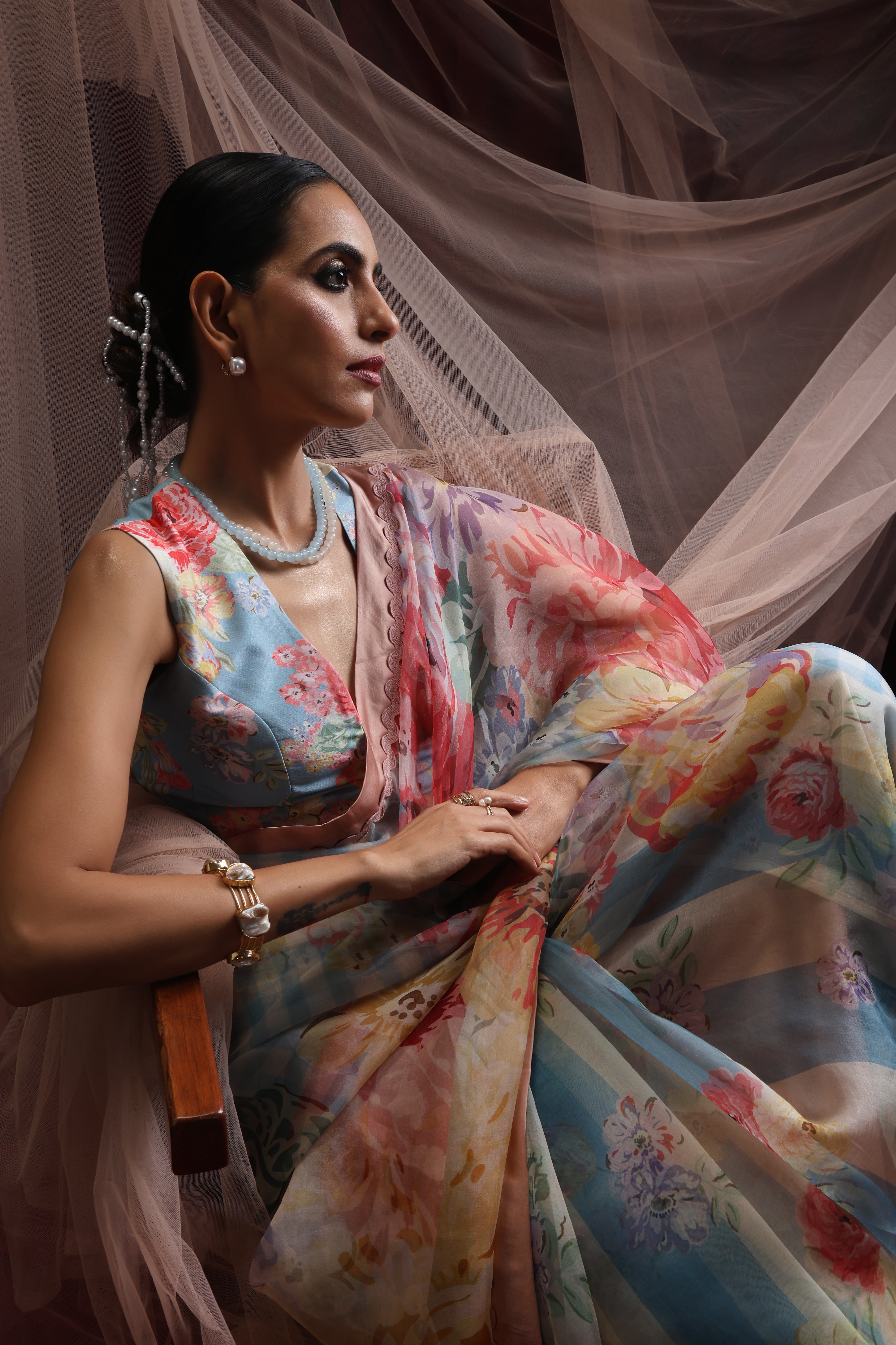 Rani Bloom Saree Set