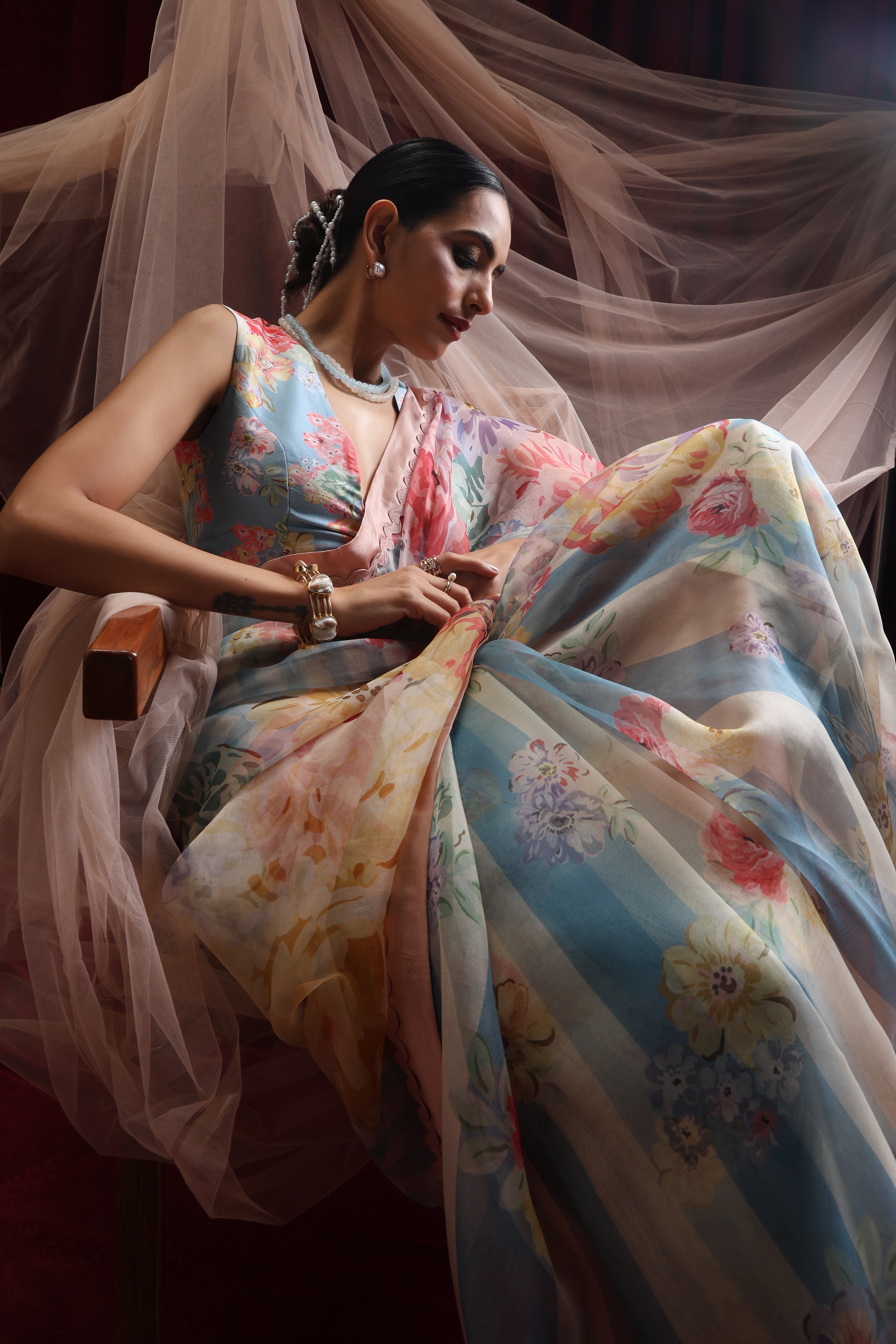 Rani Bloom Saree Set