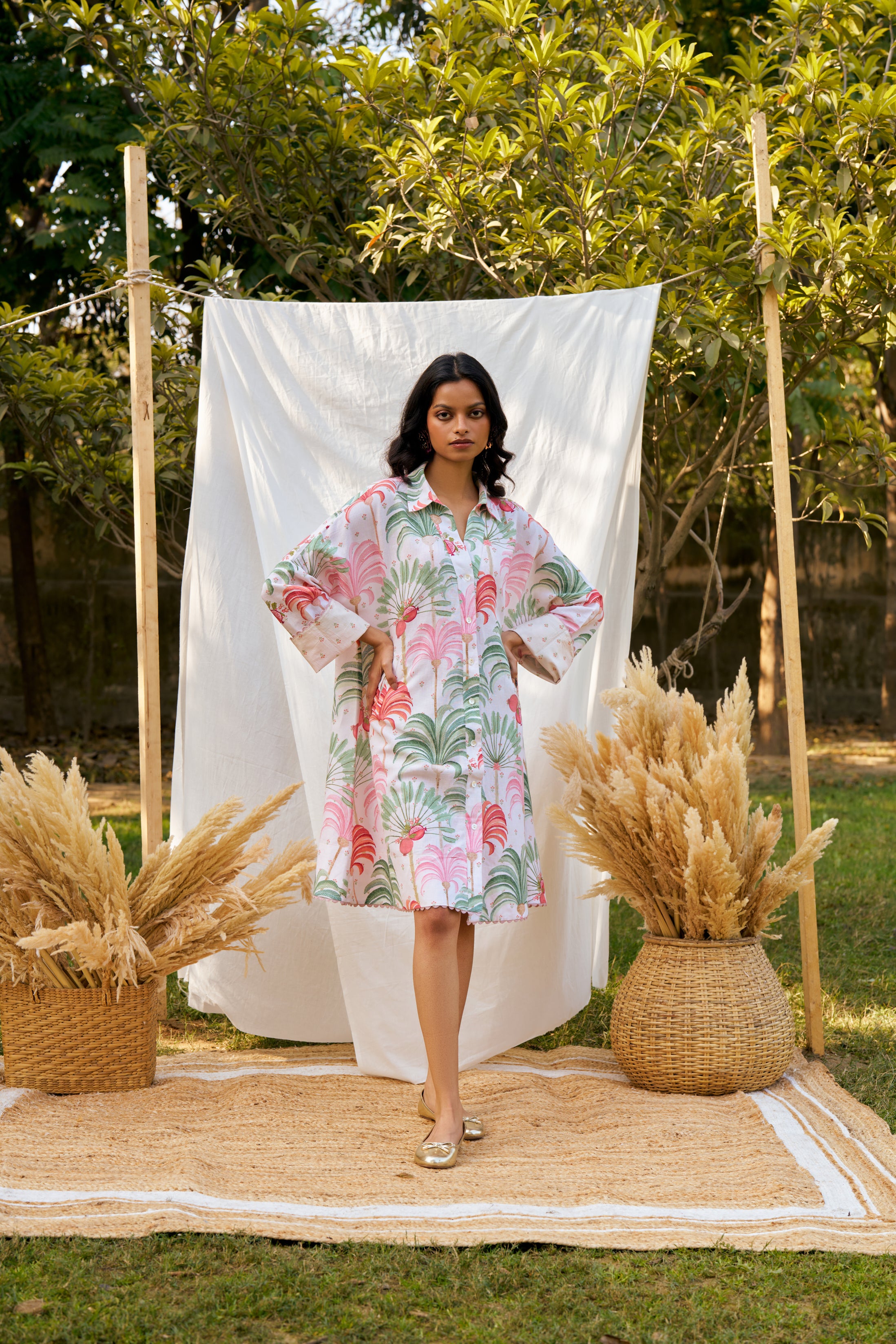 Palm Solstice Shirt Dress