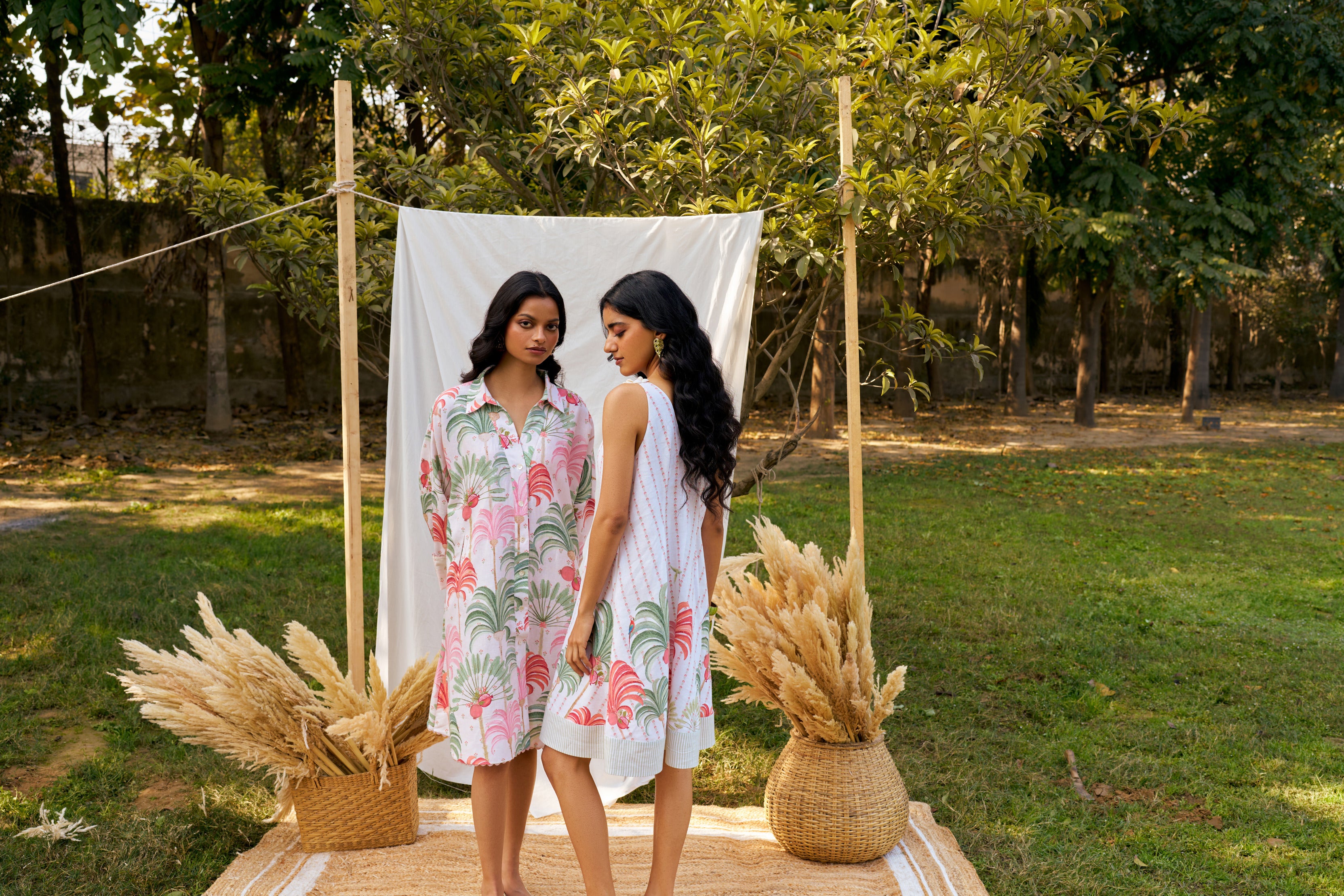 Plume & Palms Sleeveless Shell Dress