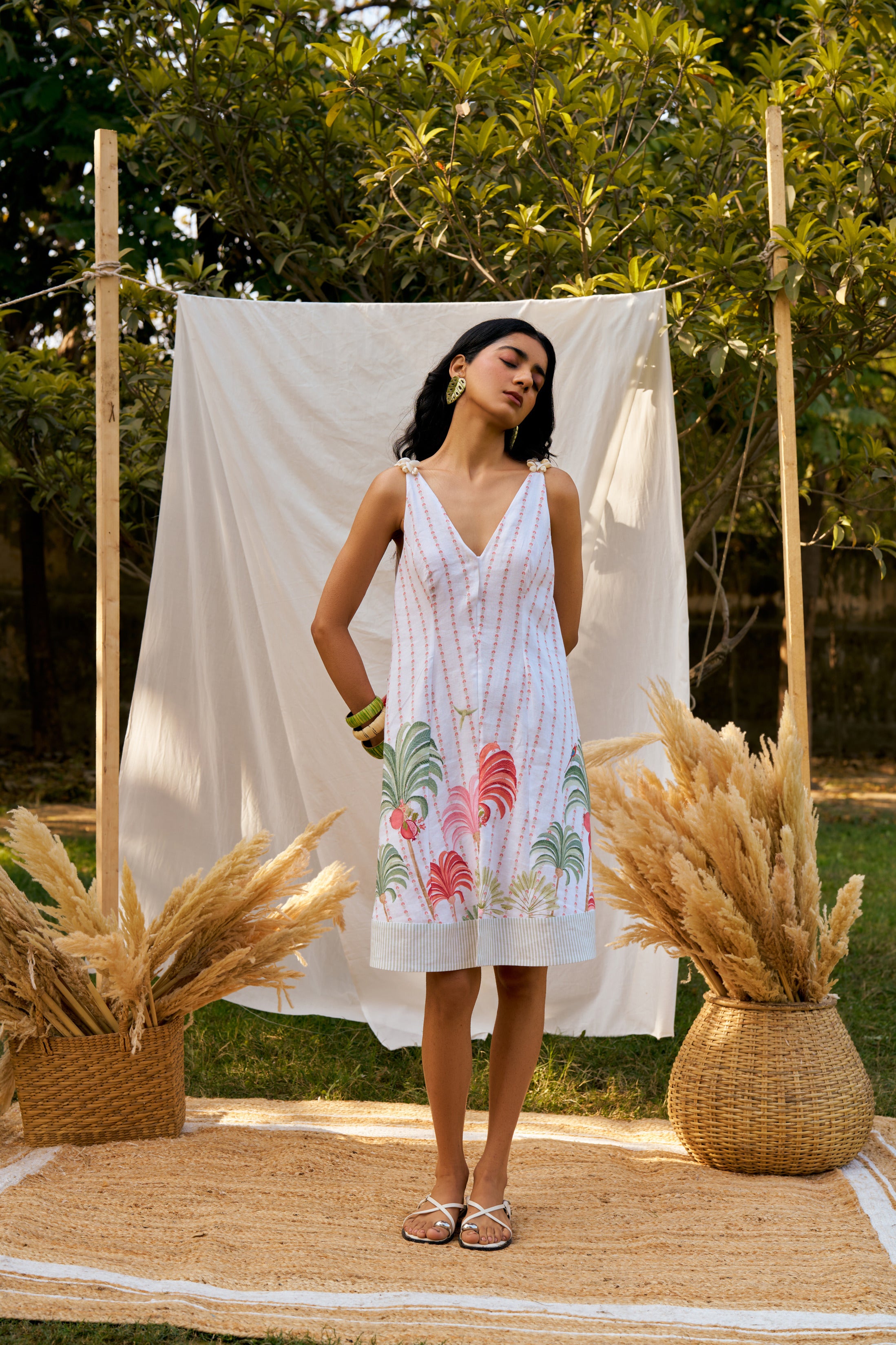 Plume & Palms Sleeveless Shell Dress