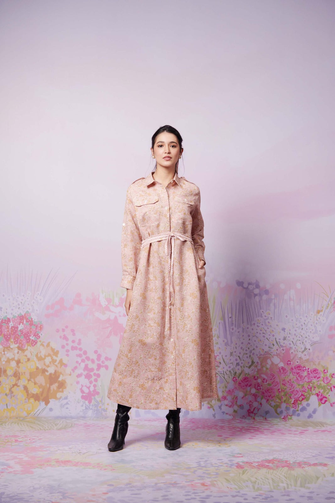 Petite Blooms long shirt dress