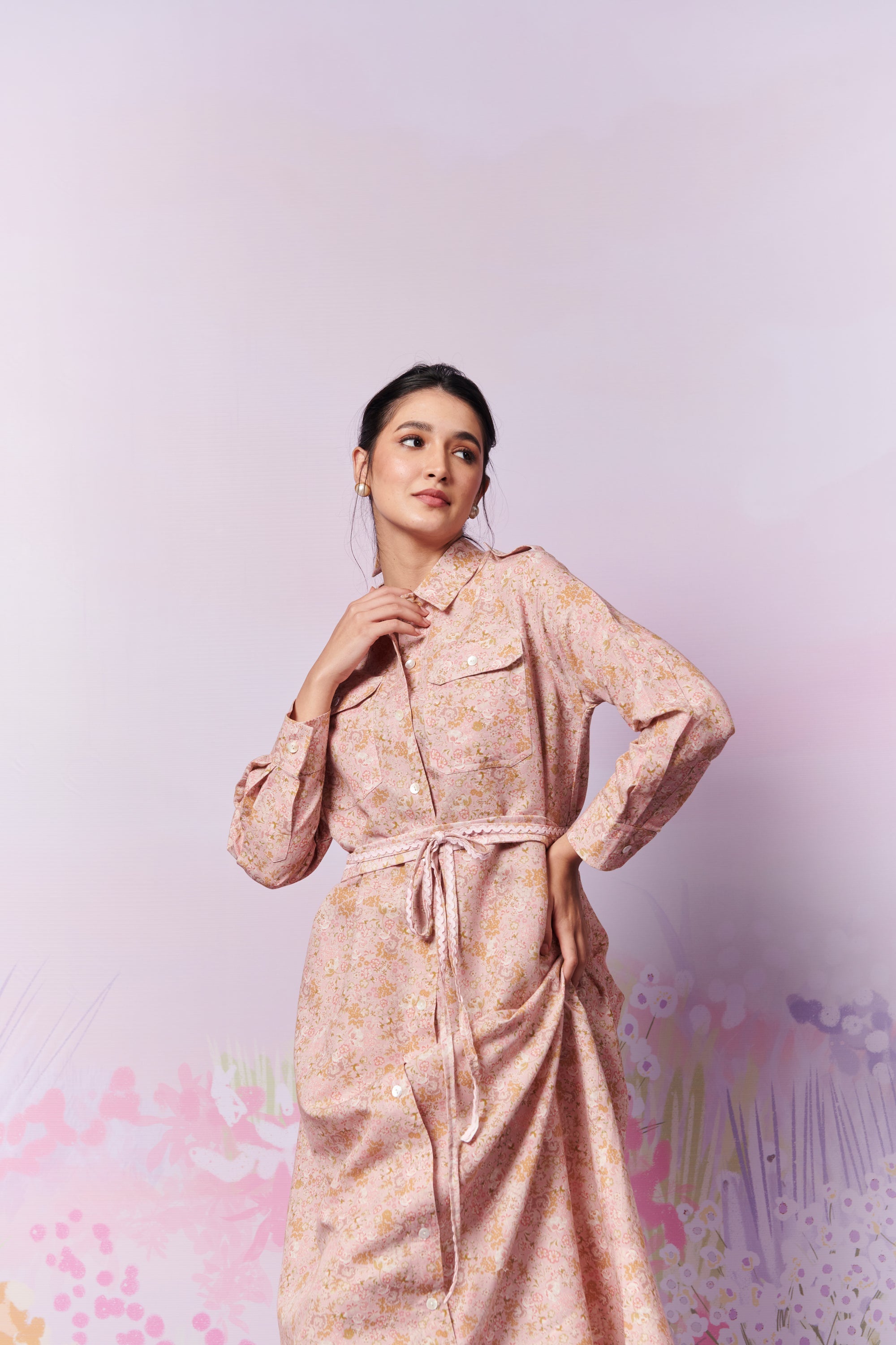 Petite Blooms long shirt dress