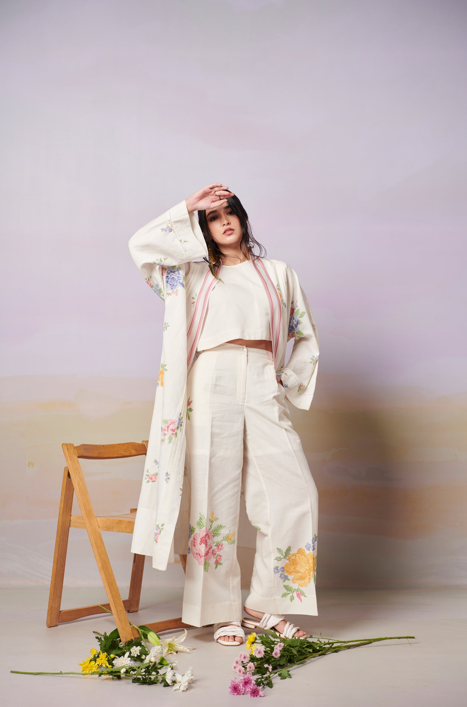 Summer Rose sleeved overlay co-ord set