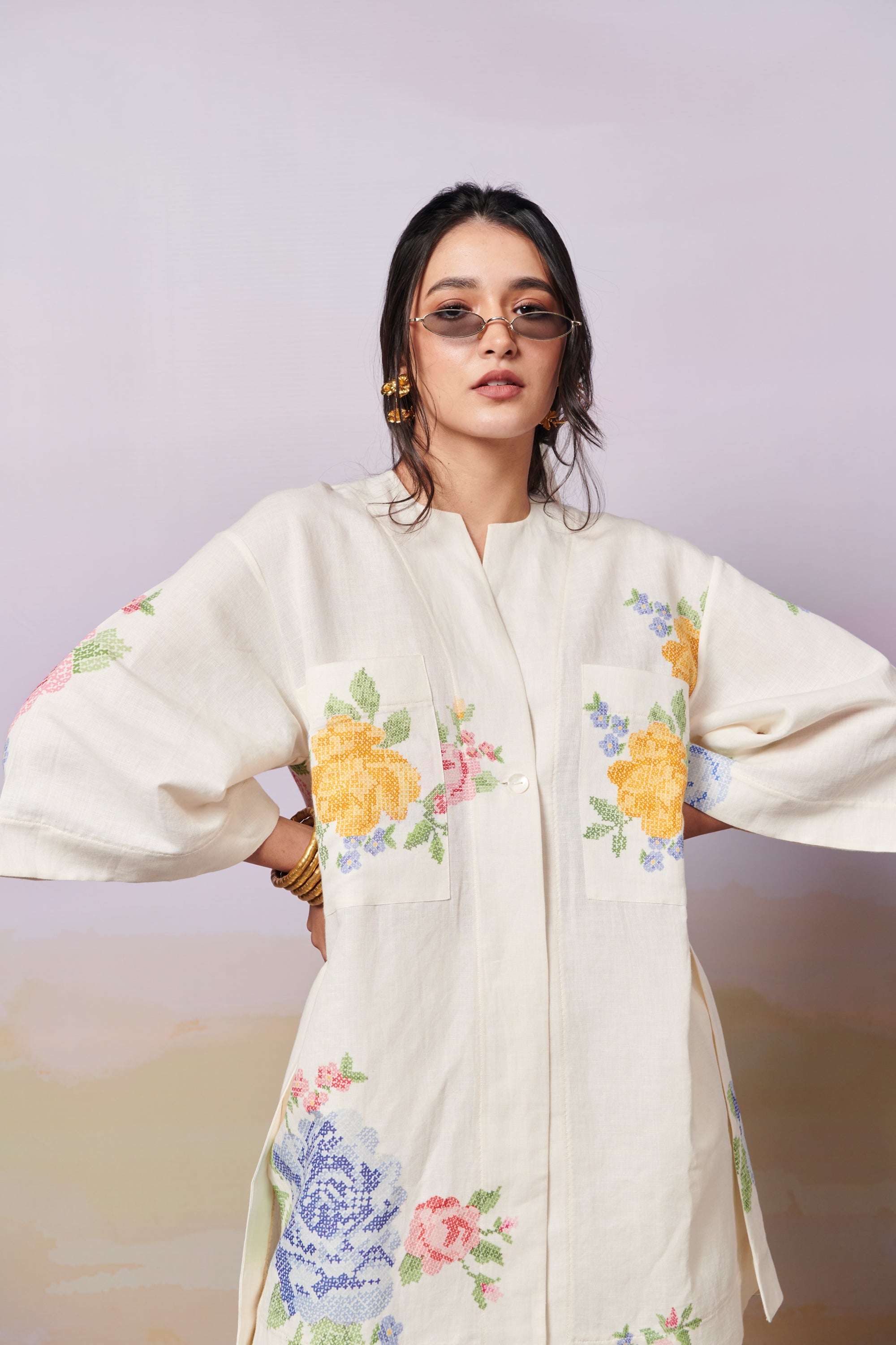 Summer Roses Kurta Shirt