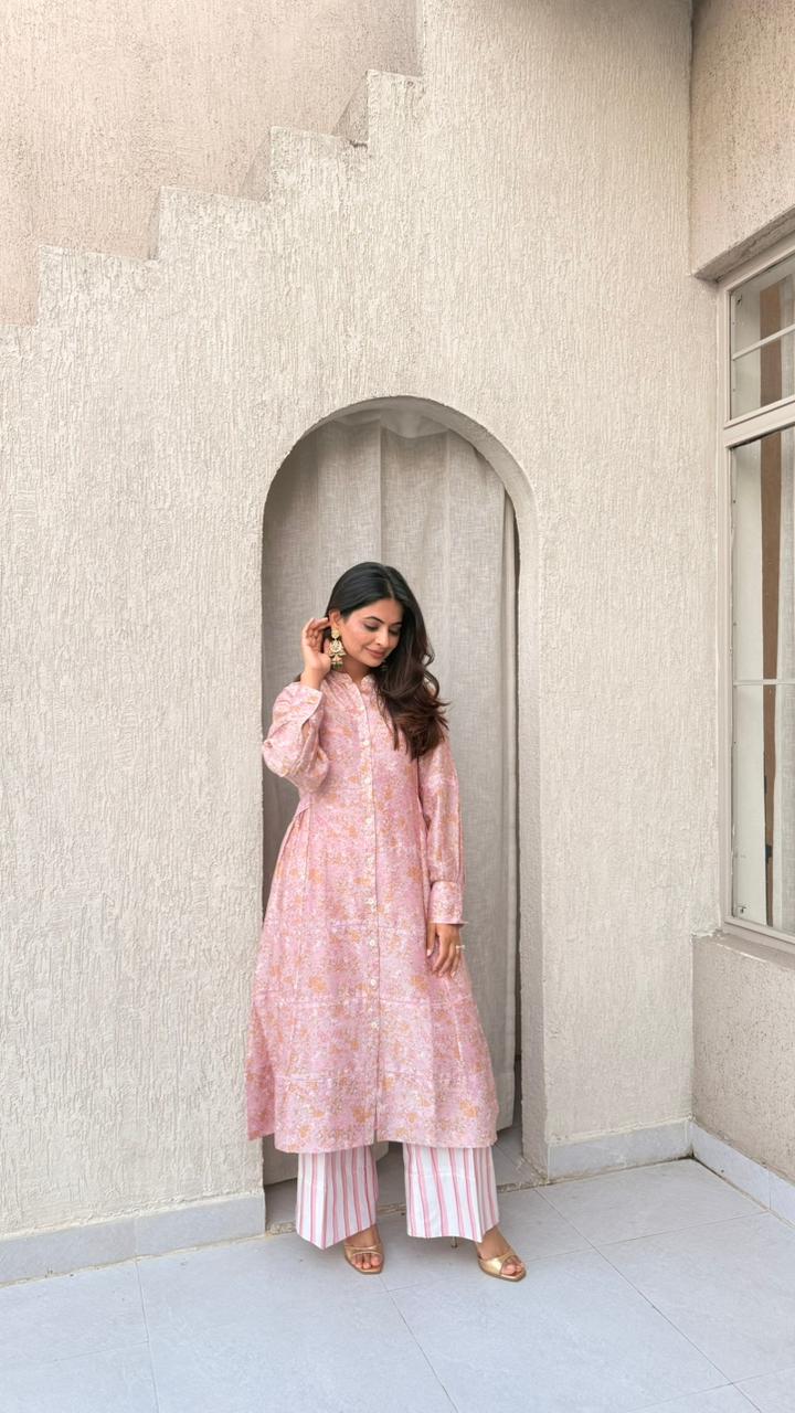 Petite Blooms Kurta and Trousers Co - Ord Set