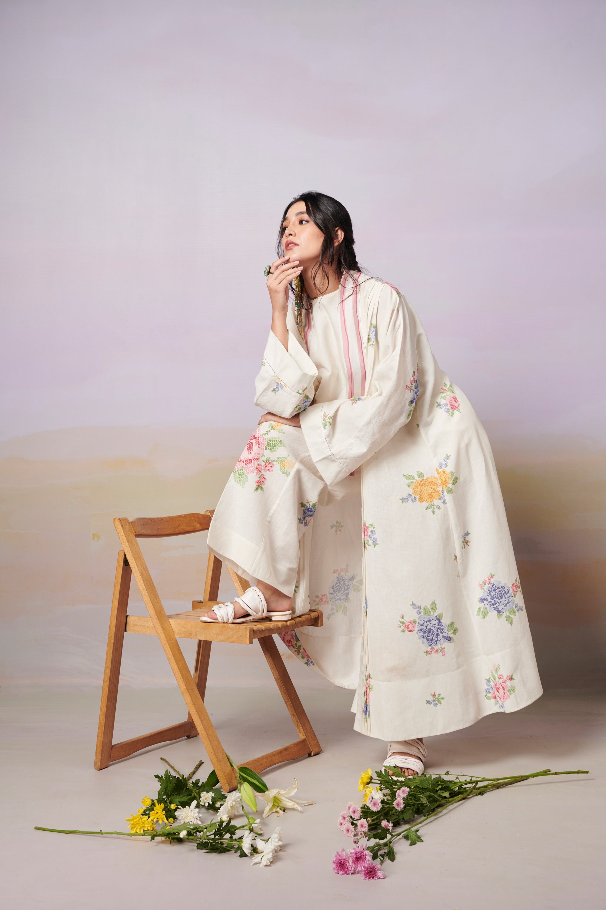 Summer Rose sleeved overlay co-ord set