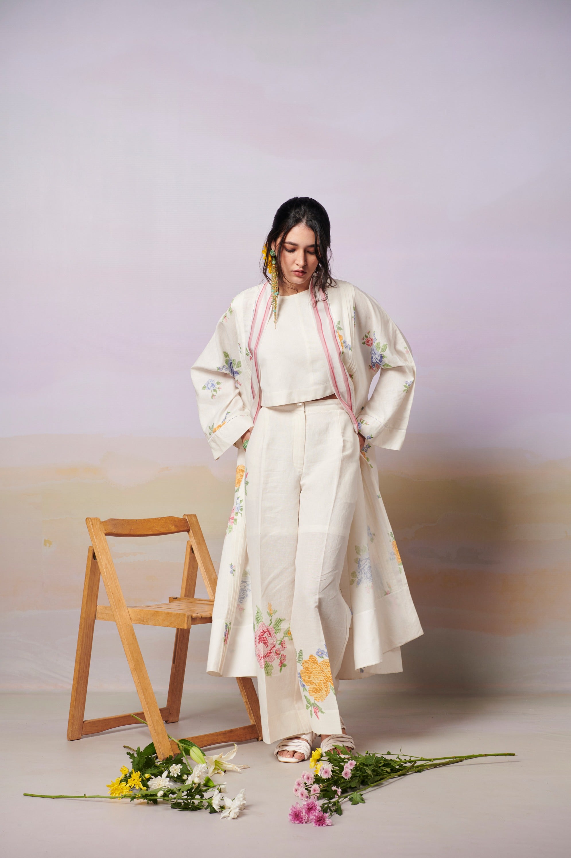 Summer Rose sleeved overlay co-ord set