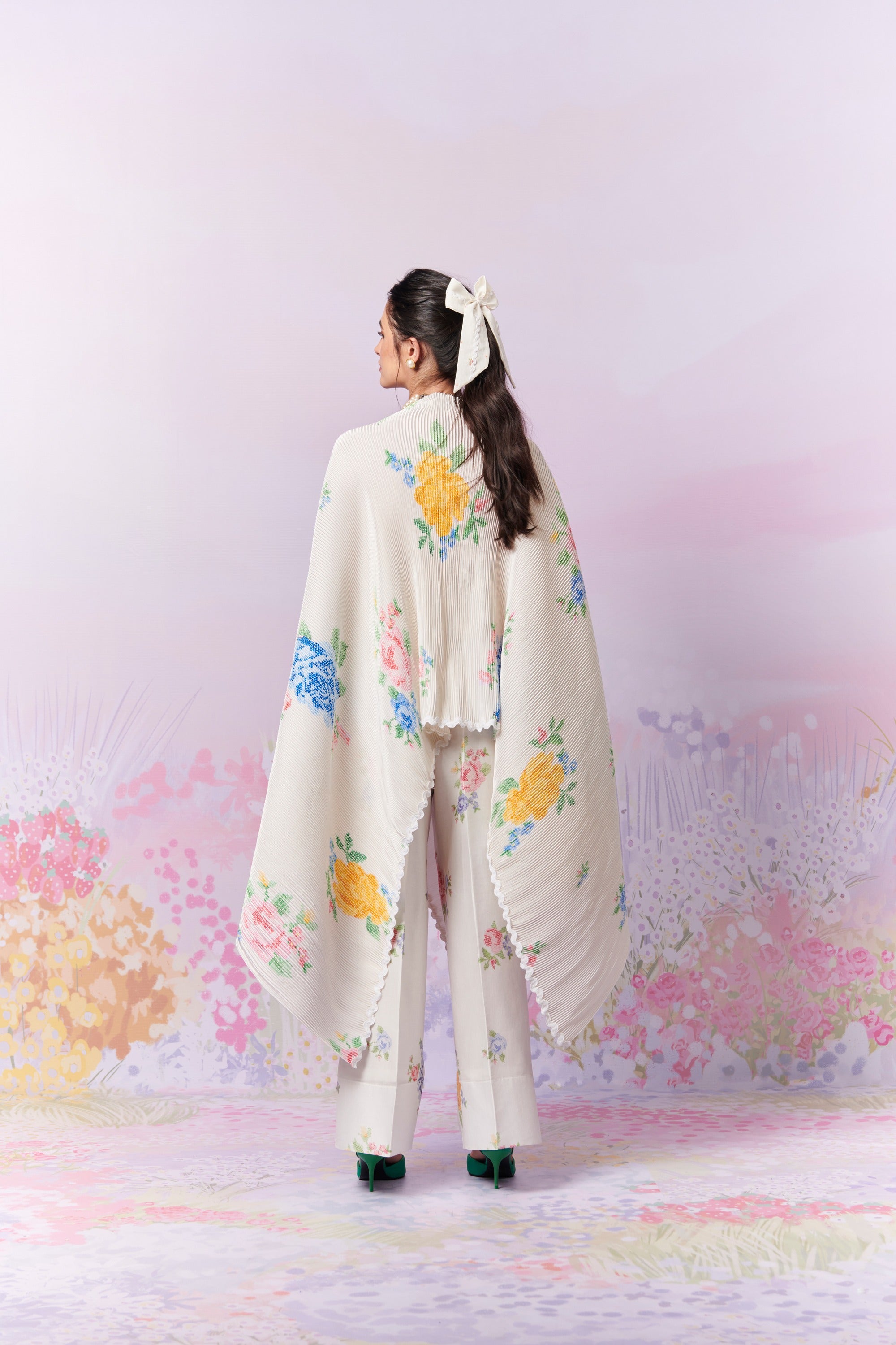 Summmer Rose Cape and Trousers co-ord set