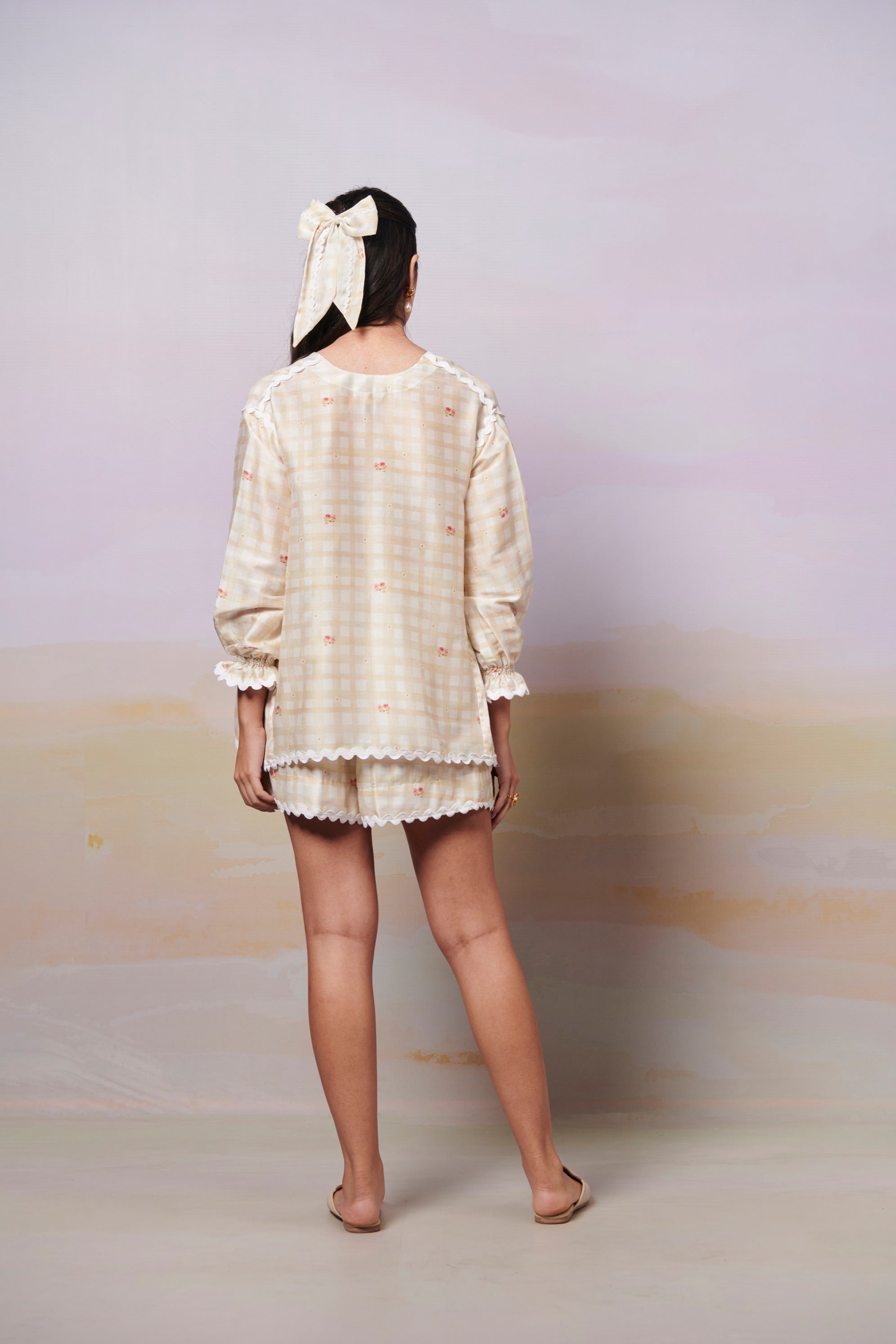 After Glow Rosette Shirt Top and Shorts Co-Ord set