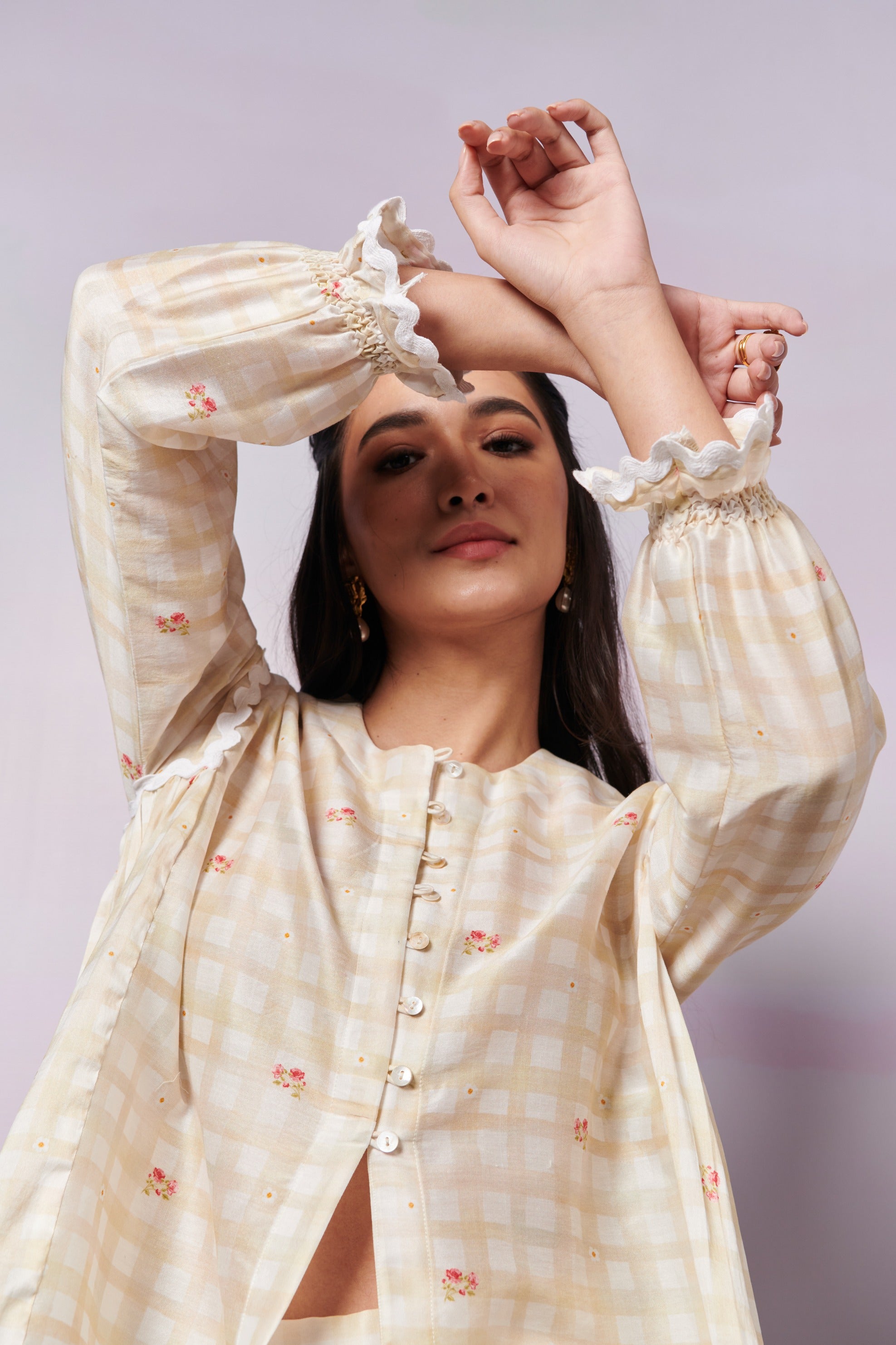 After Glow Rosette Shirt Top and Shorts Co-Ord set