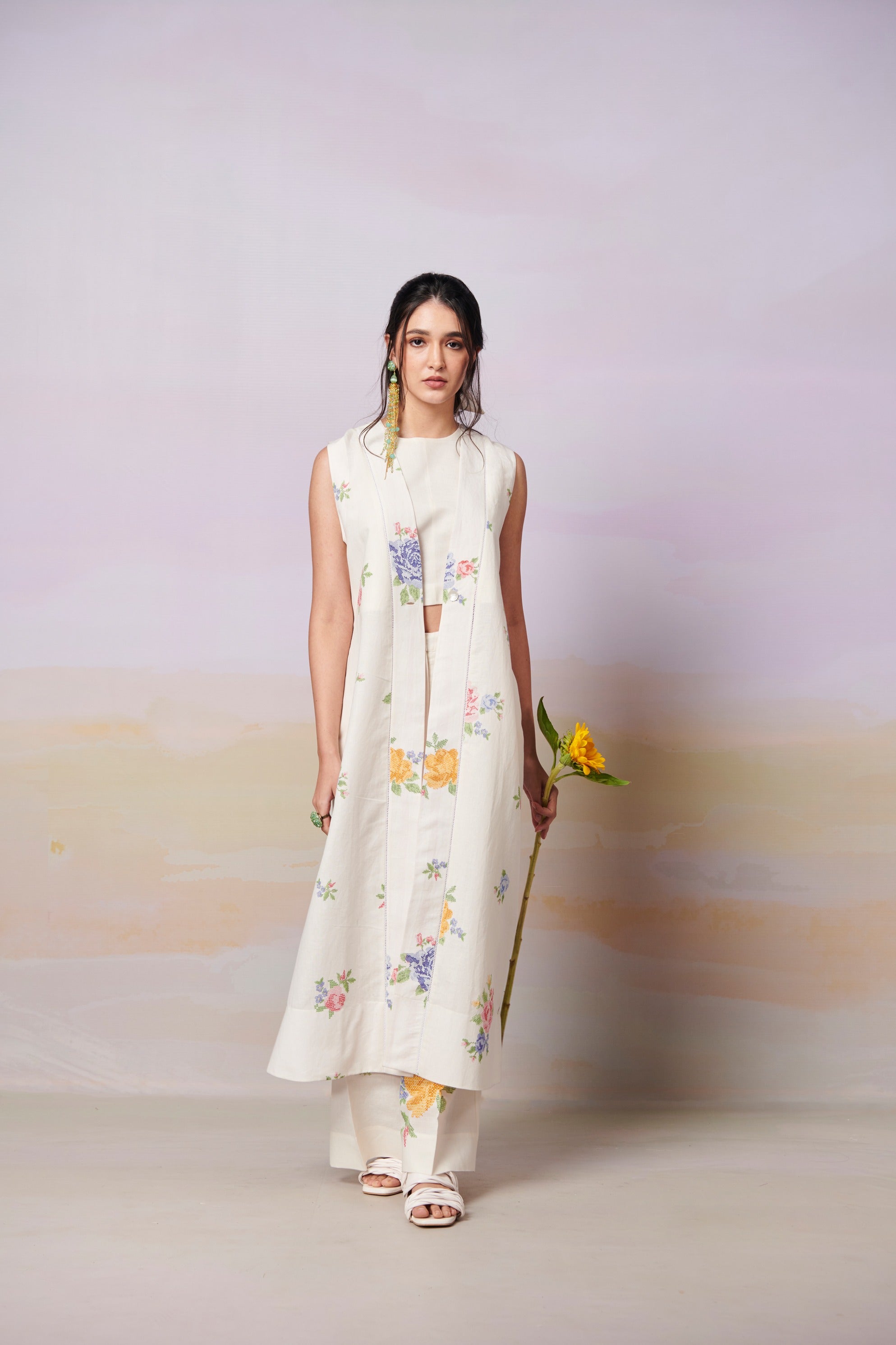 Summer Rose sleeveless overlay co-ord set