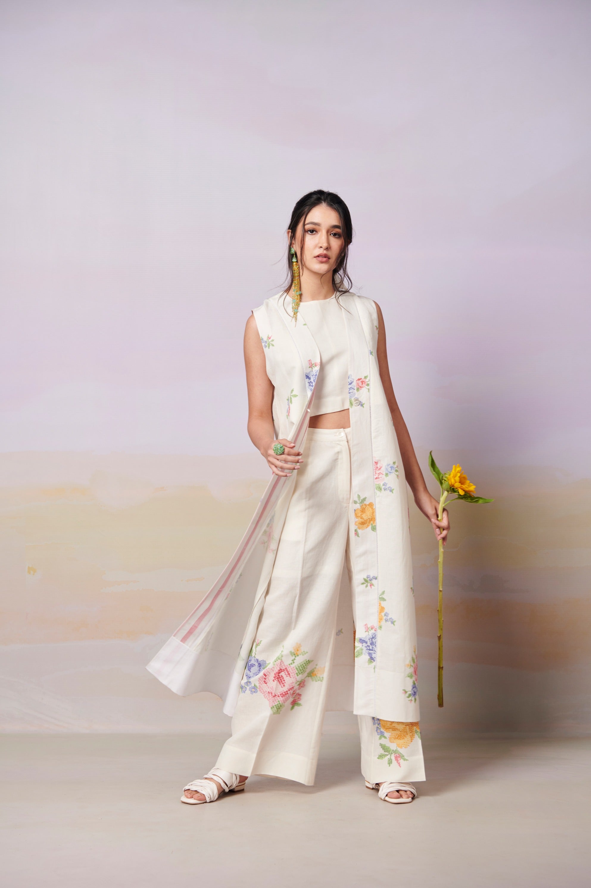 Summer Rose sleeveless overlay co-ord set