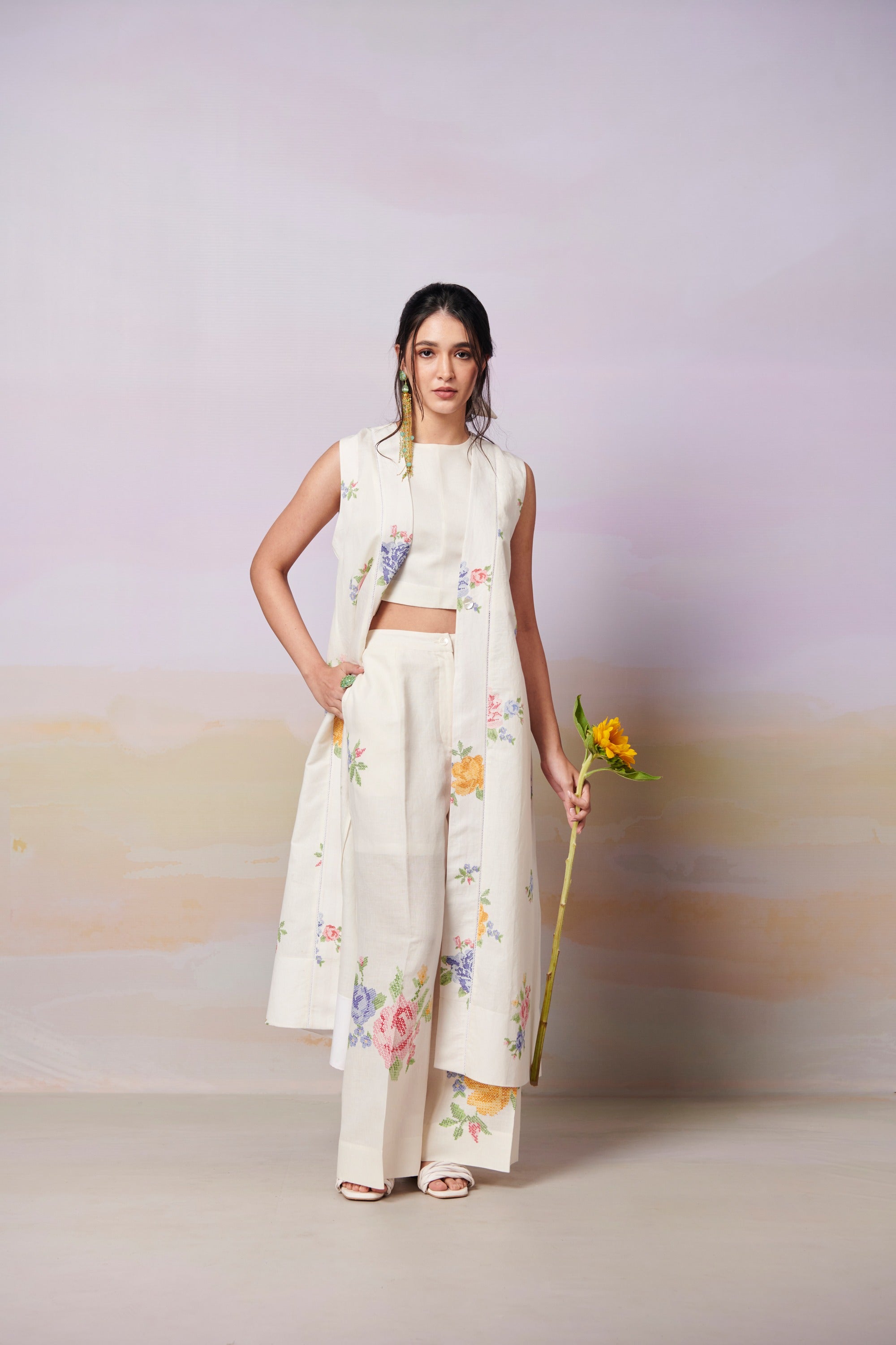 Summer Rose sleeveless overlay co-ord set