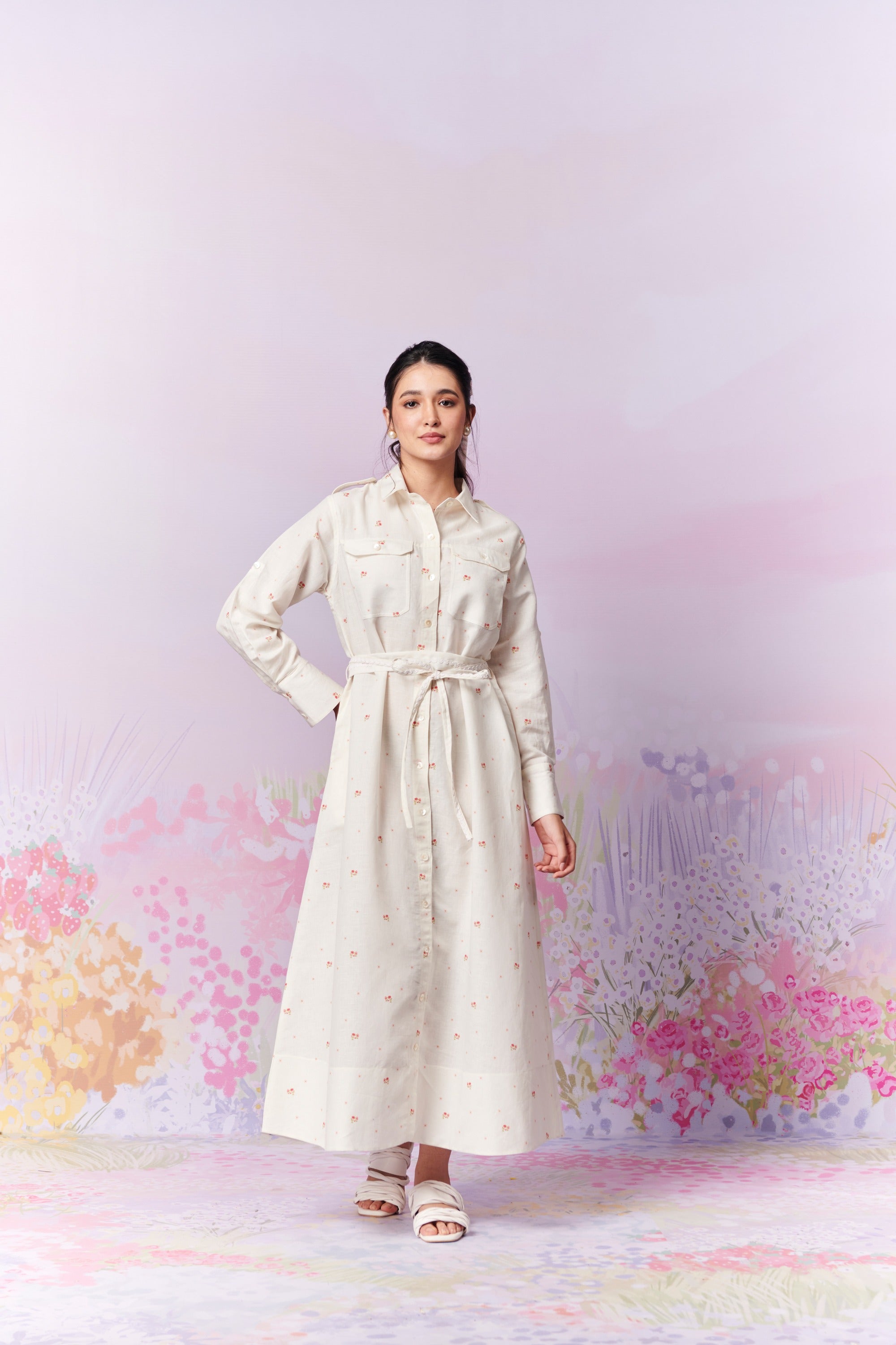 French Country Long Shirt Dress