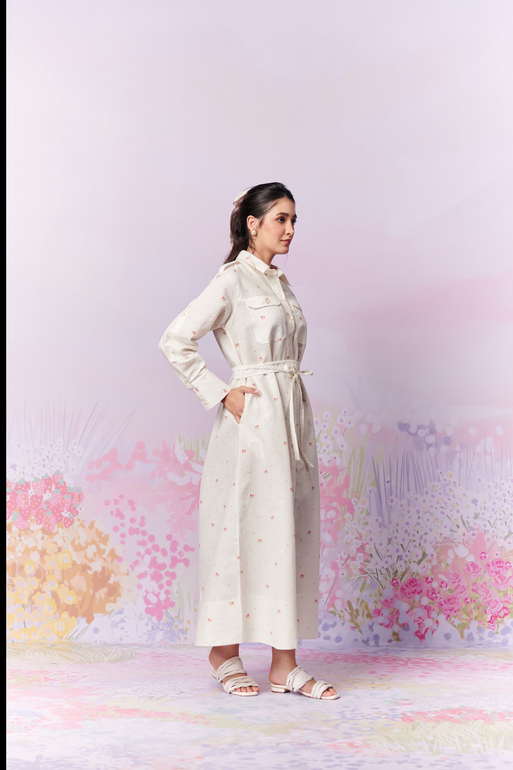 French Country Long Shirt Dress