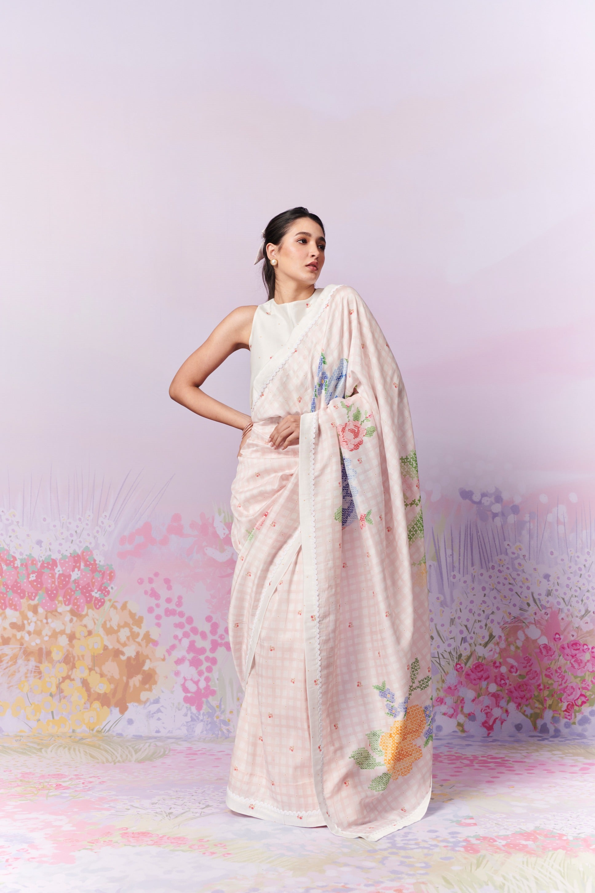 Blush Blossom Saree