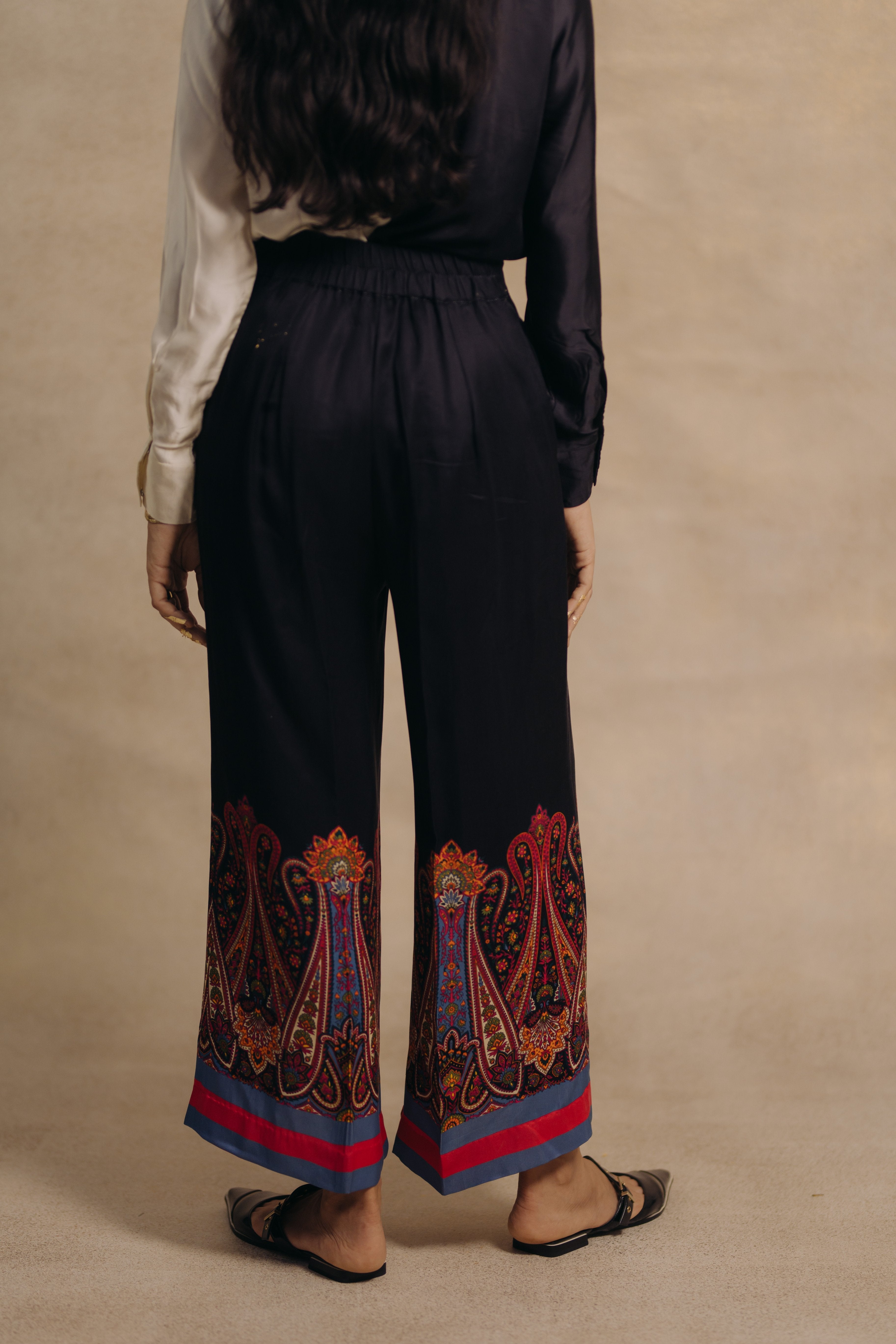 Buy Black Cotton Crop Top with Multicolor Hand Block Printed Pants- Set of  2 | RZ12/KARI2 | The loom